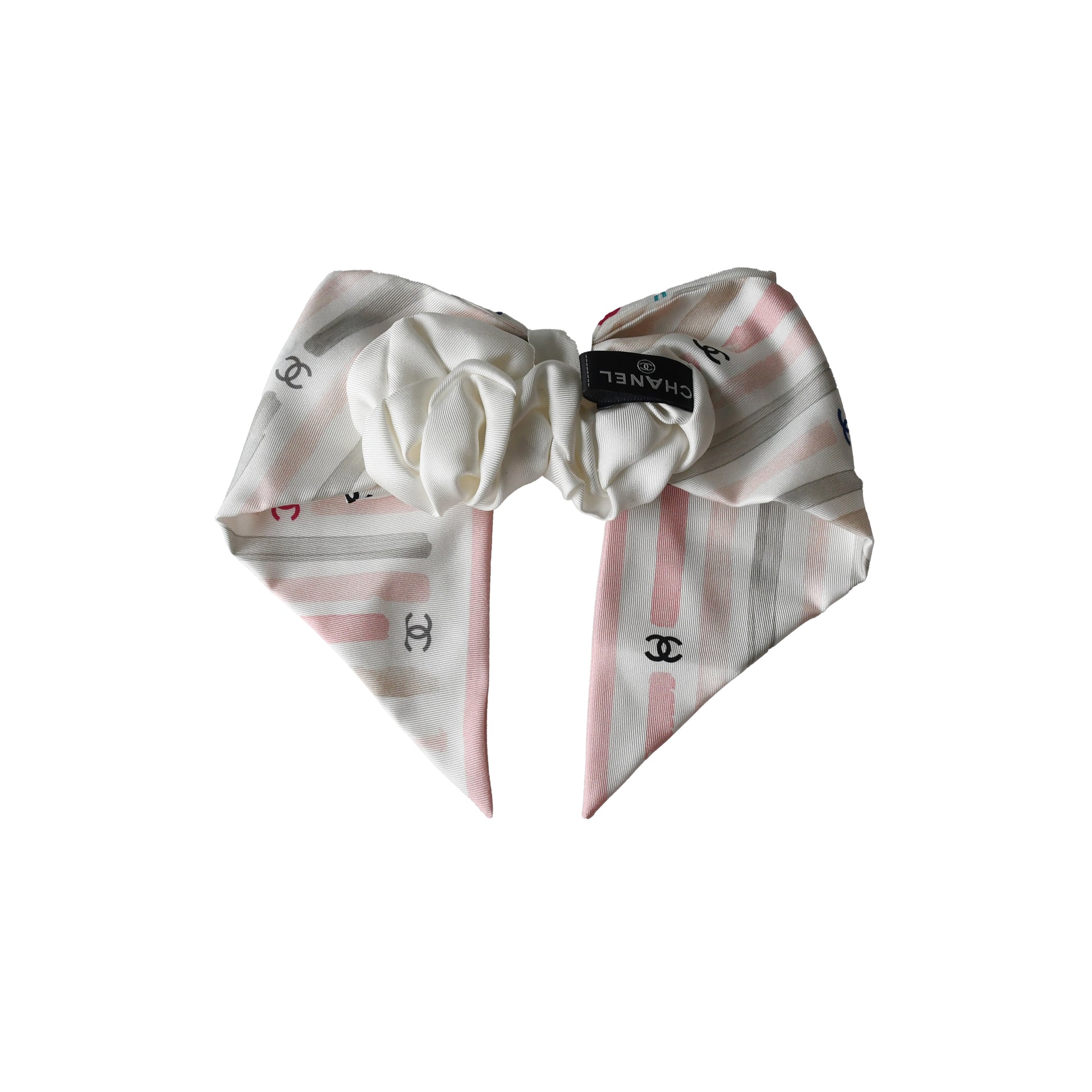 Chanel CC Silk Scrunchie Ivory-NOBLEMARS