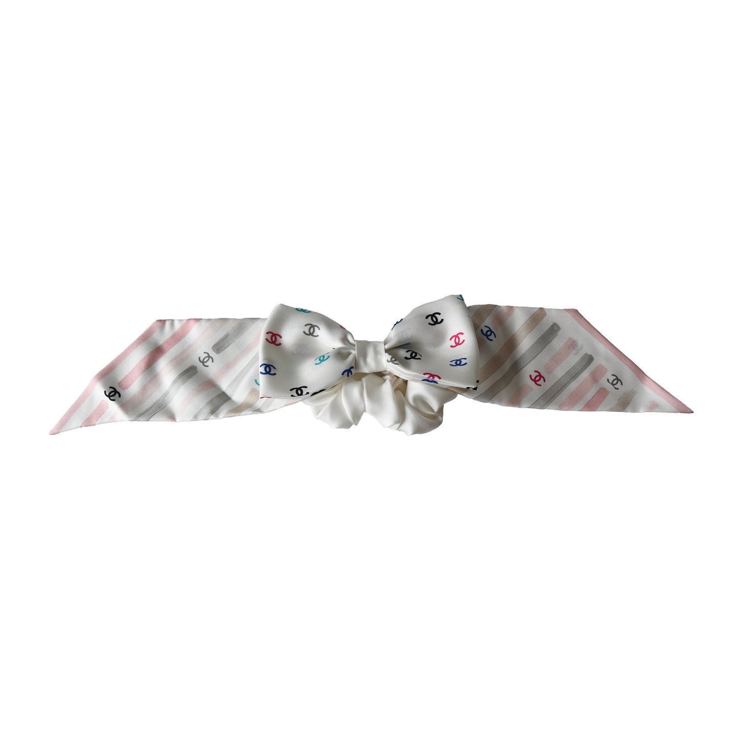 Chanel CC Silk Scrunchie Ivory-NOBLEMARS
