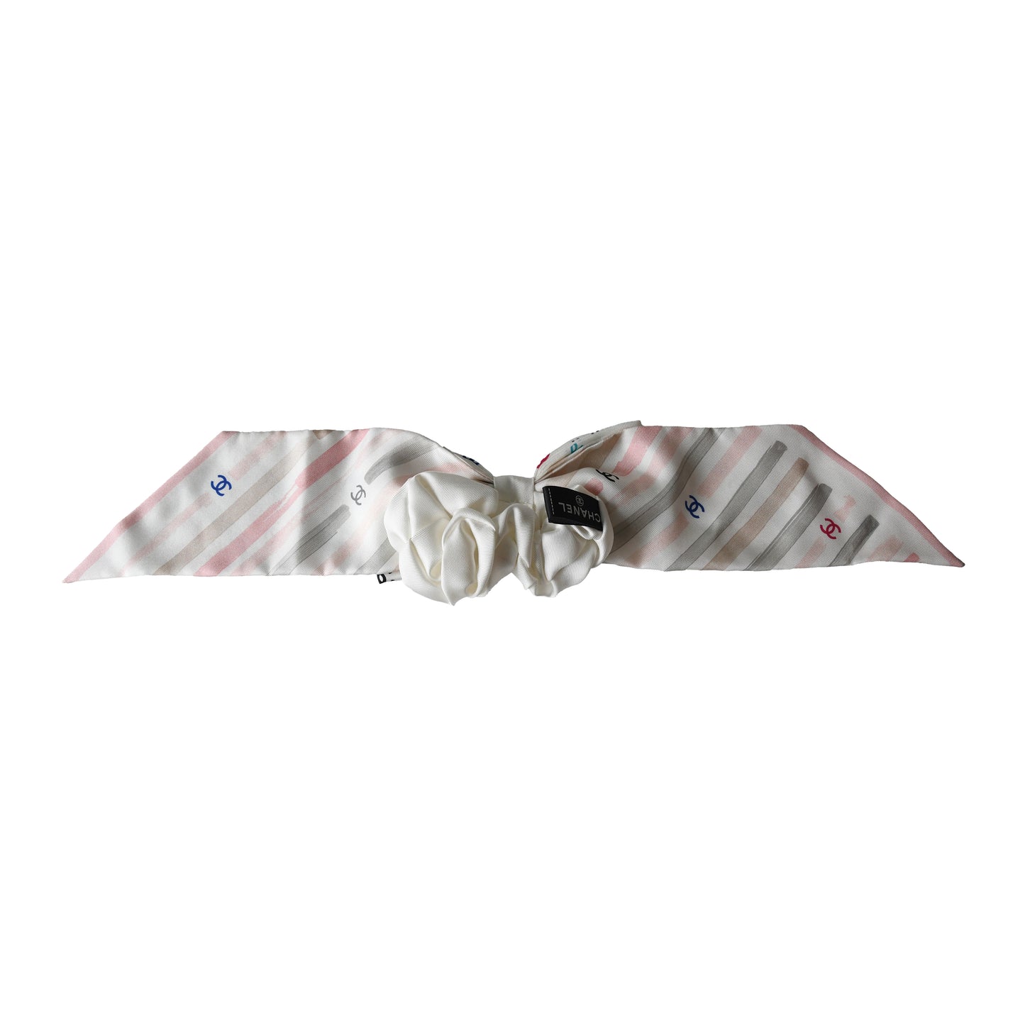 Chanel CC Silk Scrunchie Ivory-NOBLEMARS