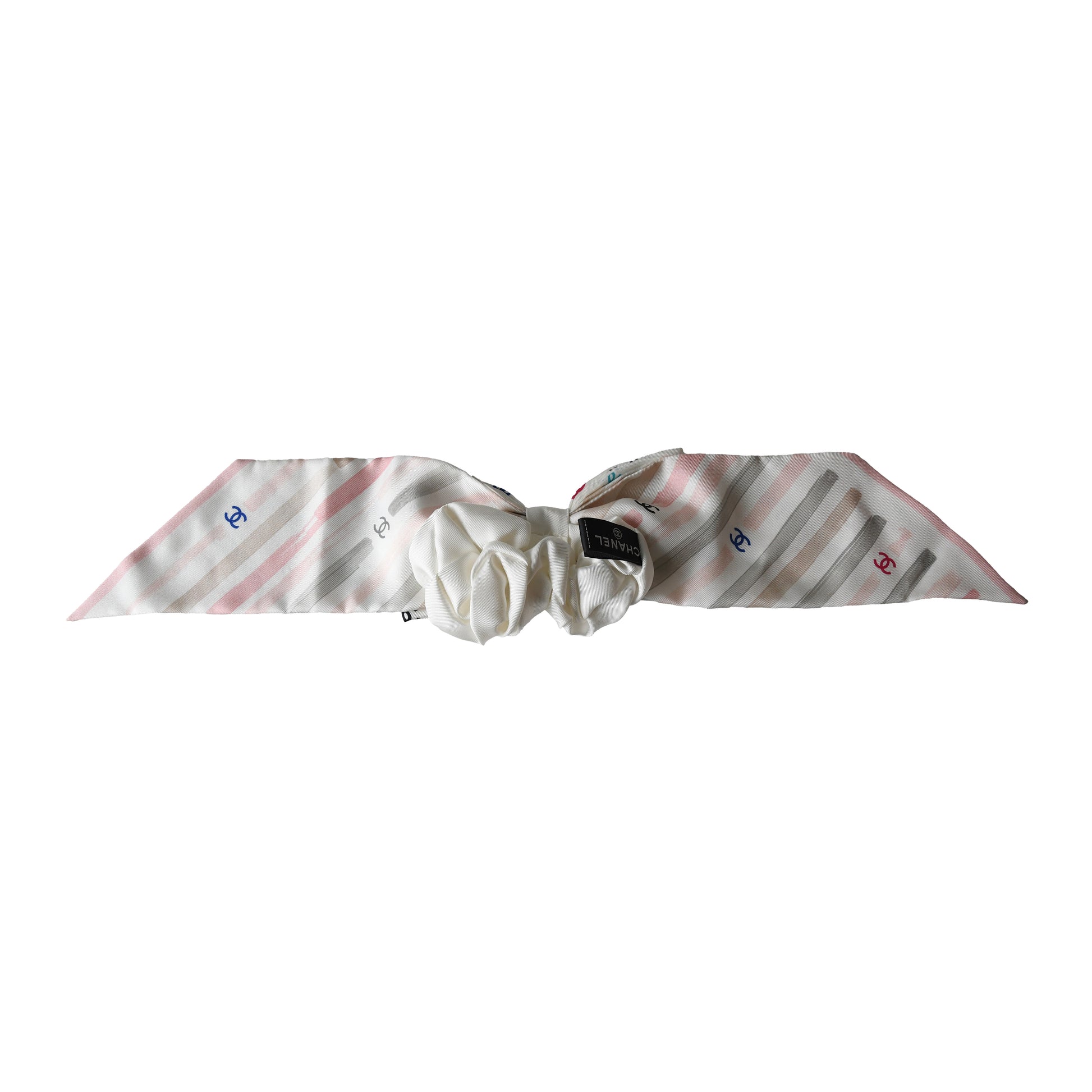 Chanel CC Silk Scrunchie Ivory-NOBLEMARS