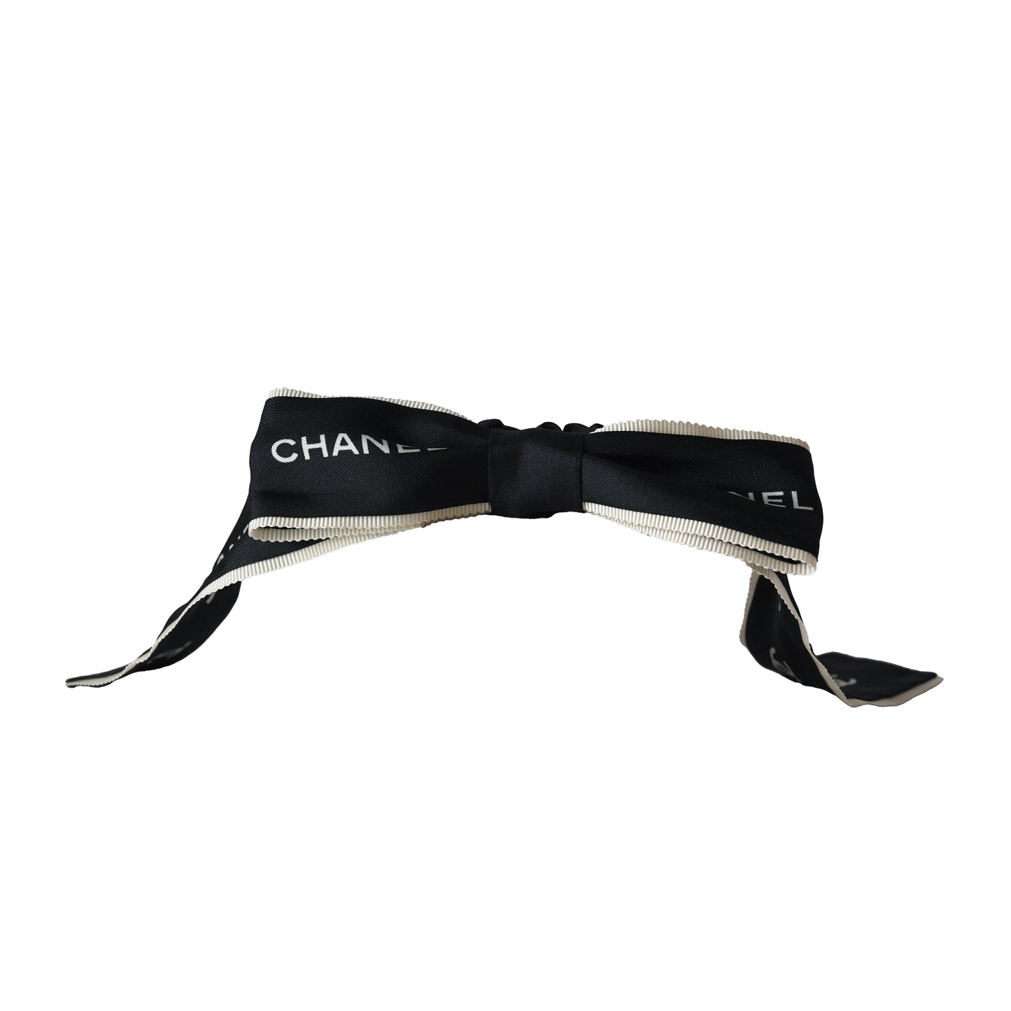 Chanel CC Silk Hair Tie Black-NOBLEMARS