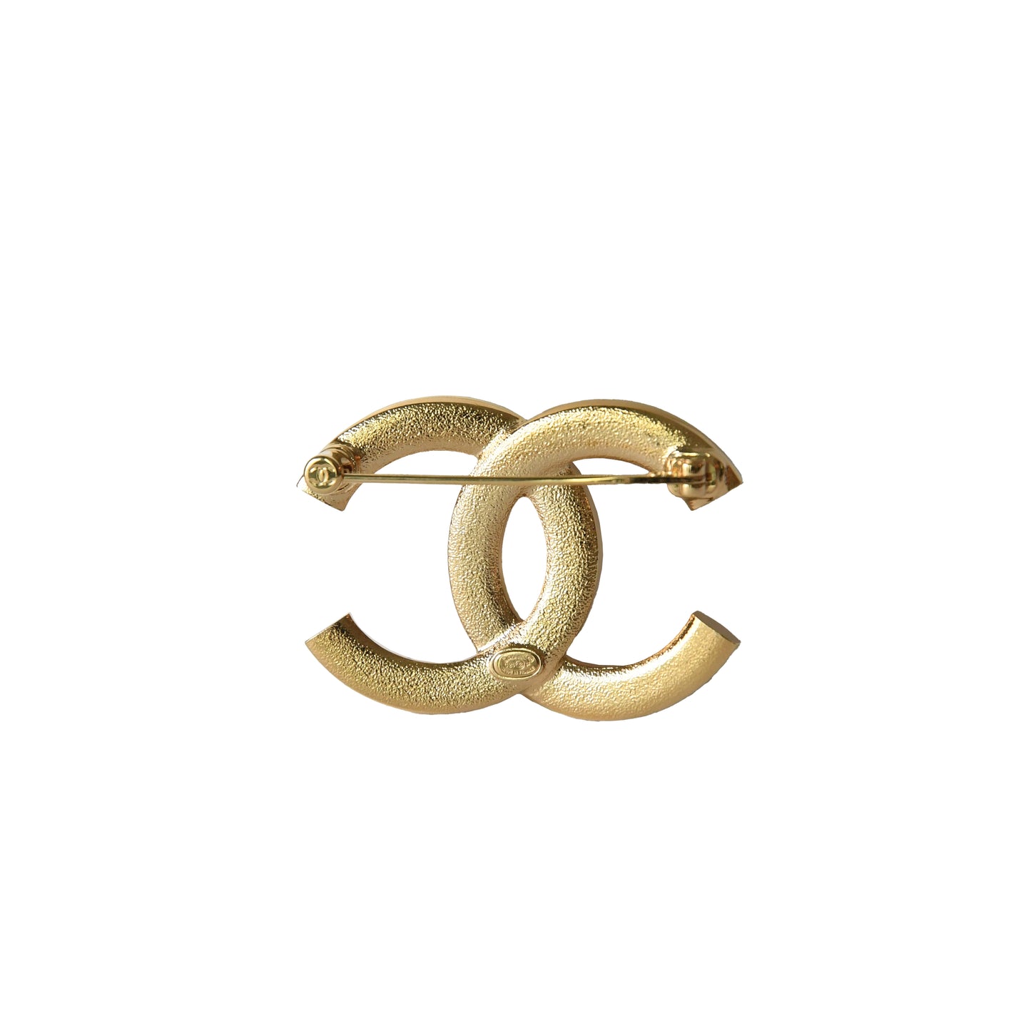 Chanel CC Metal Crystal Strass Brooch Gold-NOBLEMARS