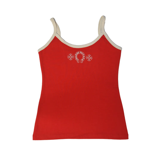 Chrome Hearts Horseshoe Logo Tank Top Red White-NOBLEMARS