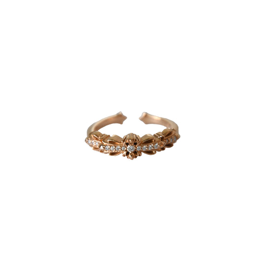 Chrome Hearts Diamond Floral Cross Ring Rose Gold-NOBLEMARS
