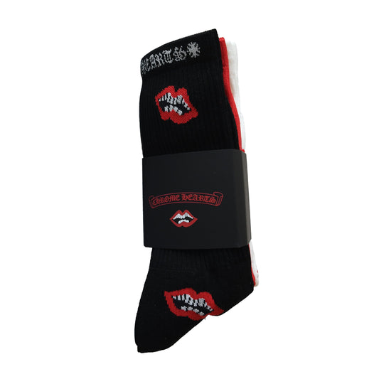 Chrome Hearts Matty Boy 3-Pack Socks Black Red White-NOBLEMARS