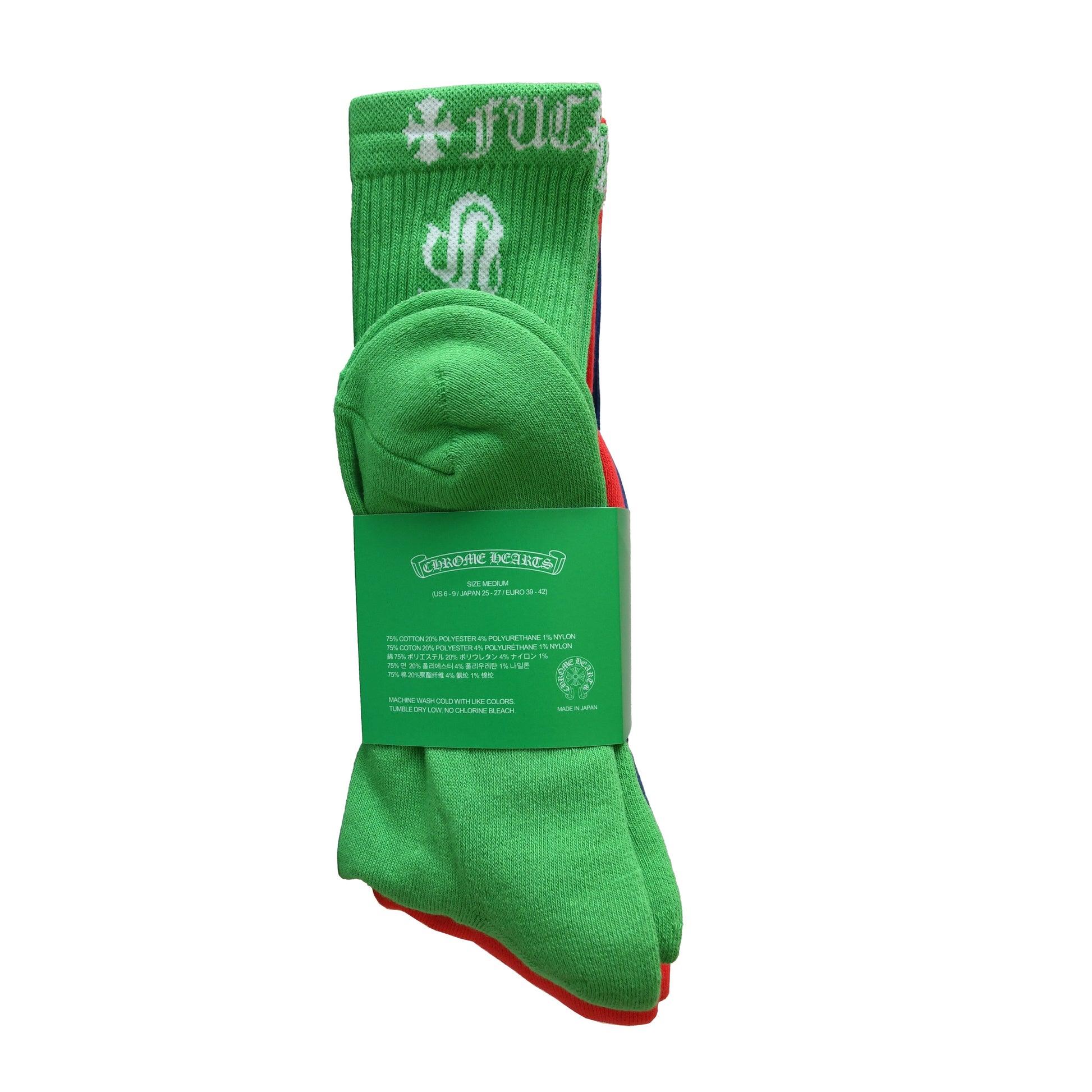 Chrome Hearts CH Socks 3-Pack Set Blue Red Green-NOBLEMARS