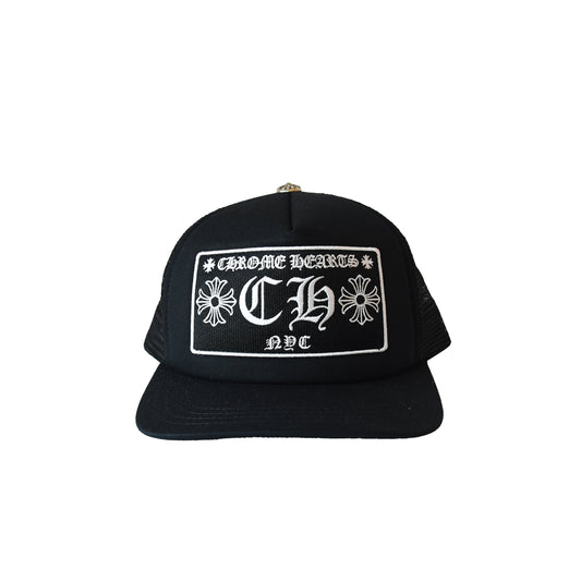 Chrome Hearts CH Hollywood Trucker Hat Black-NOBLEMARS