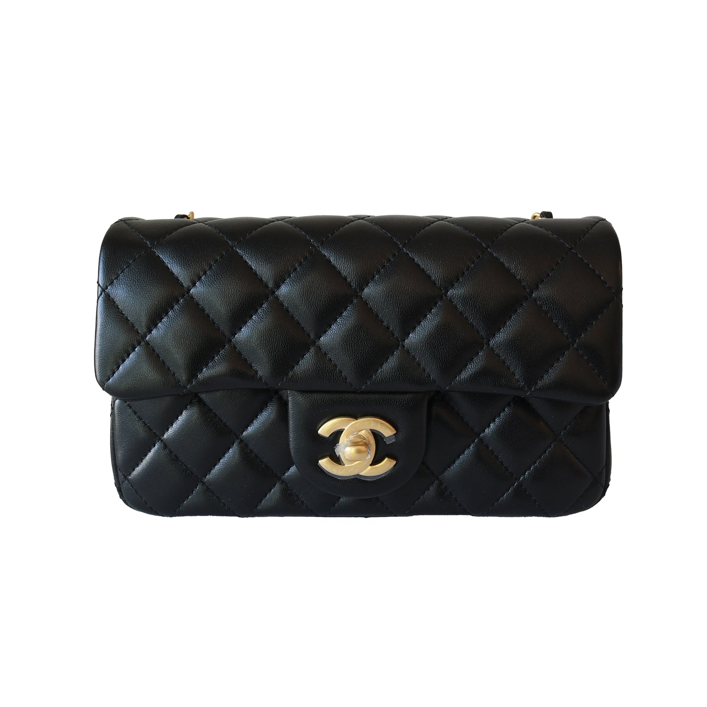 Chanel Quilted Lambskin Pearl Crush Rectangular Flap Bag Gold Hardware Black-NOBLEMARS