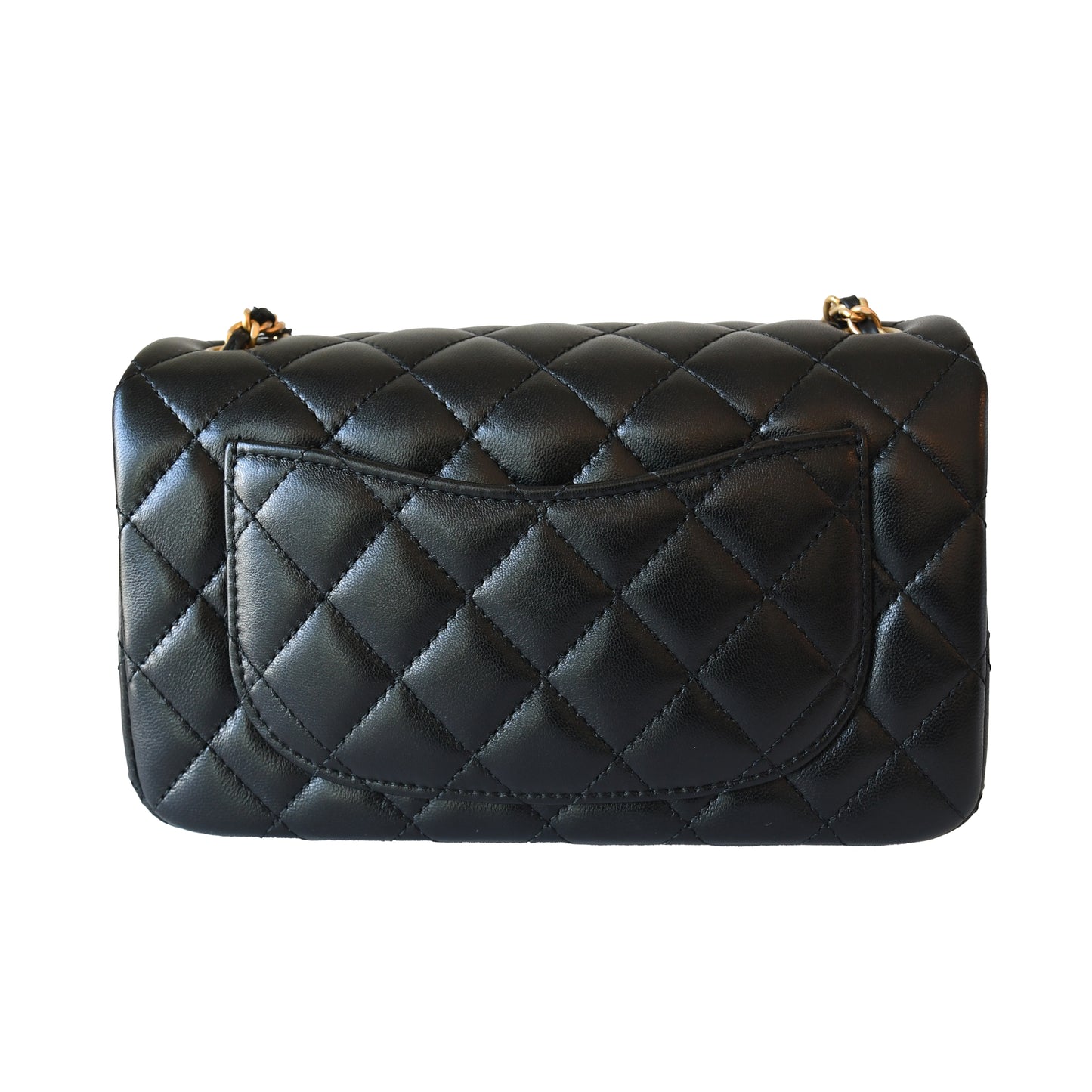 Chanel Quilted Lambskin Pearl Crush Rectangular Flap Bag Gold Hardware Black-NOBLEMARS