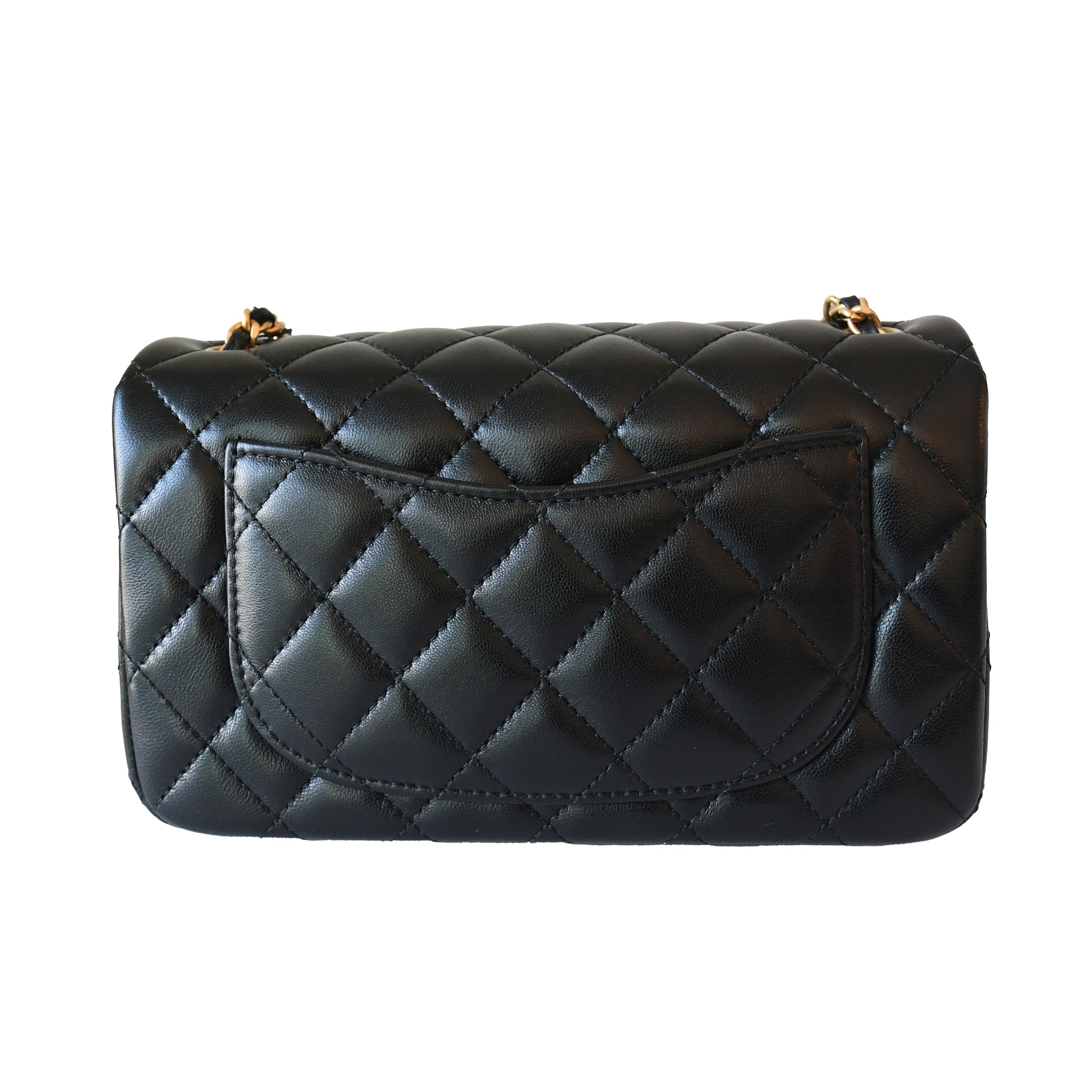 Chanel Quilted Lambskin Pearl Crush Rectangular Flap Bag Gold Hardware Black-NOBLEMARS
