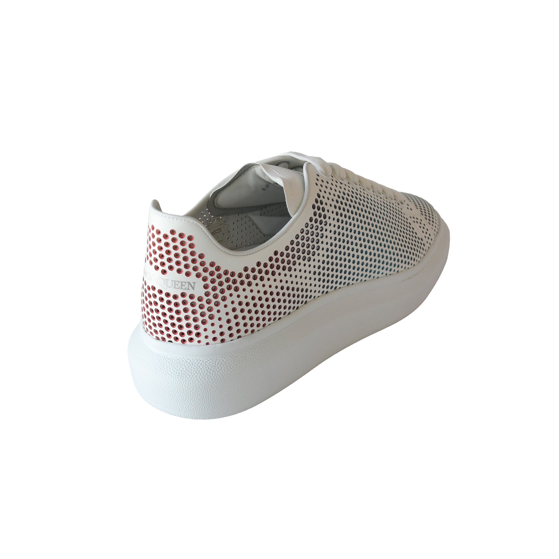 Alexander McQueen Perforated Leather Oversized Sneakers White Red-NOBLEMARS