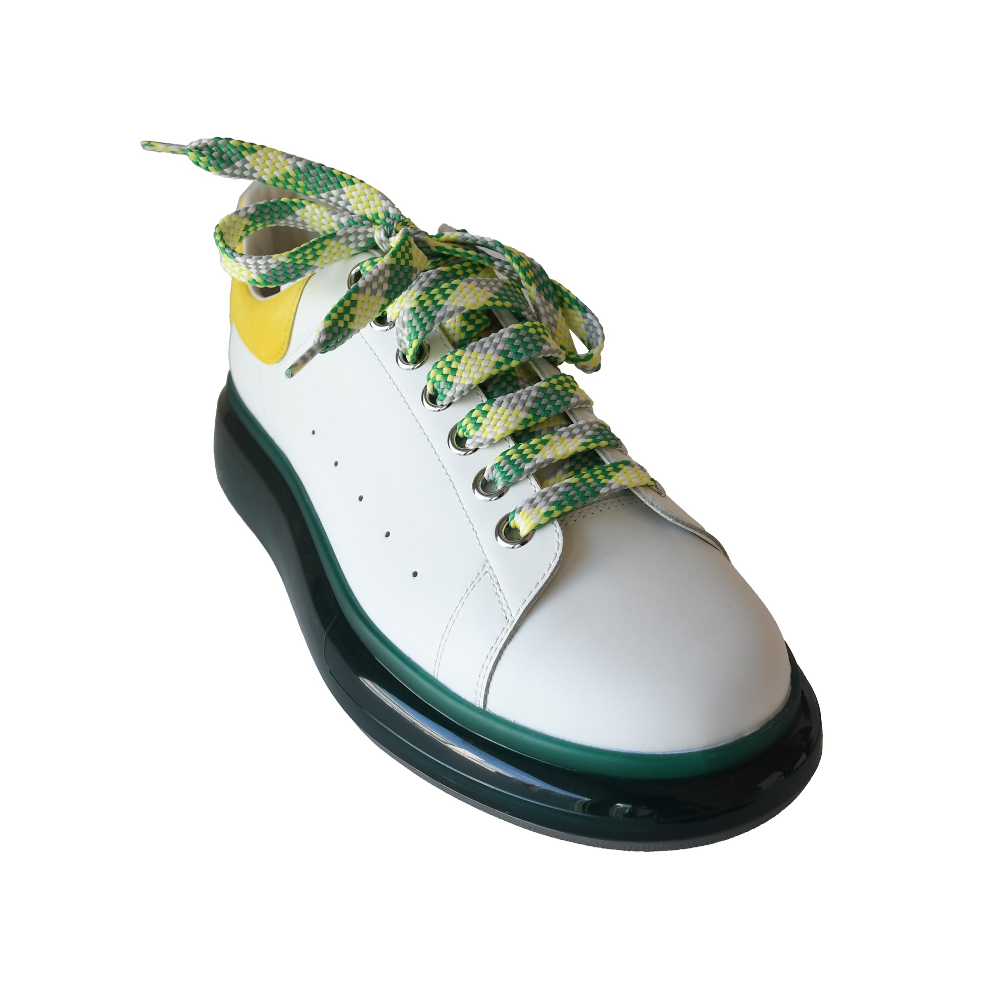 Alexander Mcqueen Larry Leather Sneaker White Green Transparent-NOBLEMARS