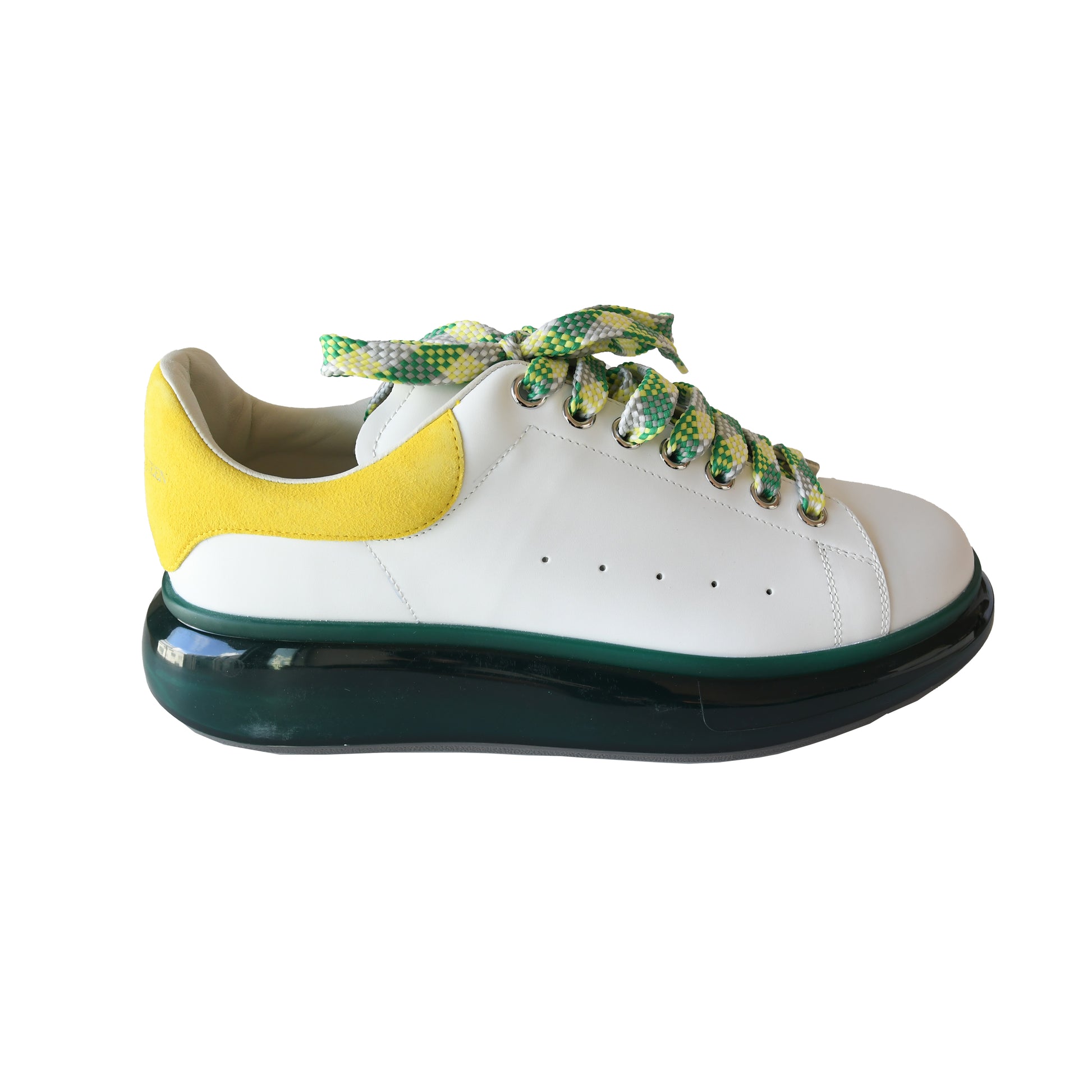 Alexander Mcqueen Larry Leather Sneaker White Green Transparent-NOBLEMARS