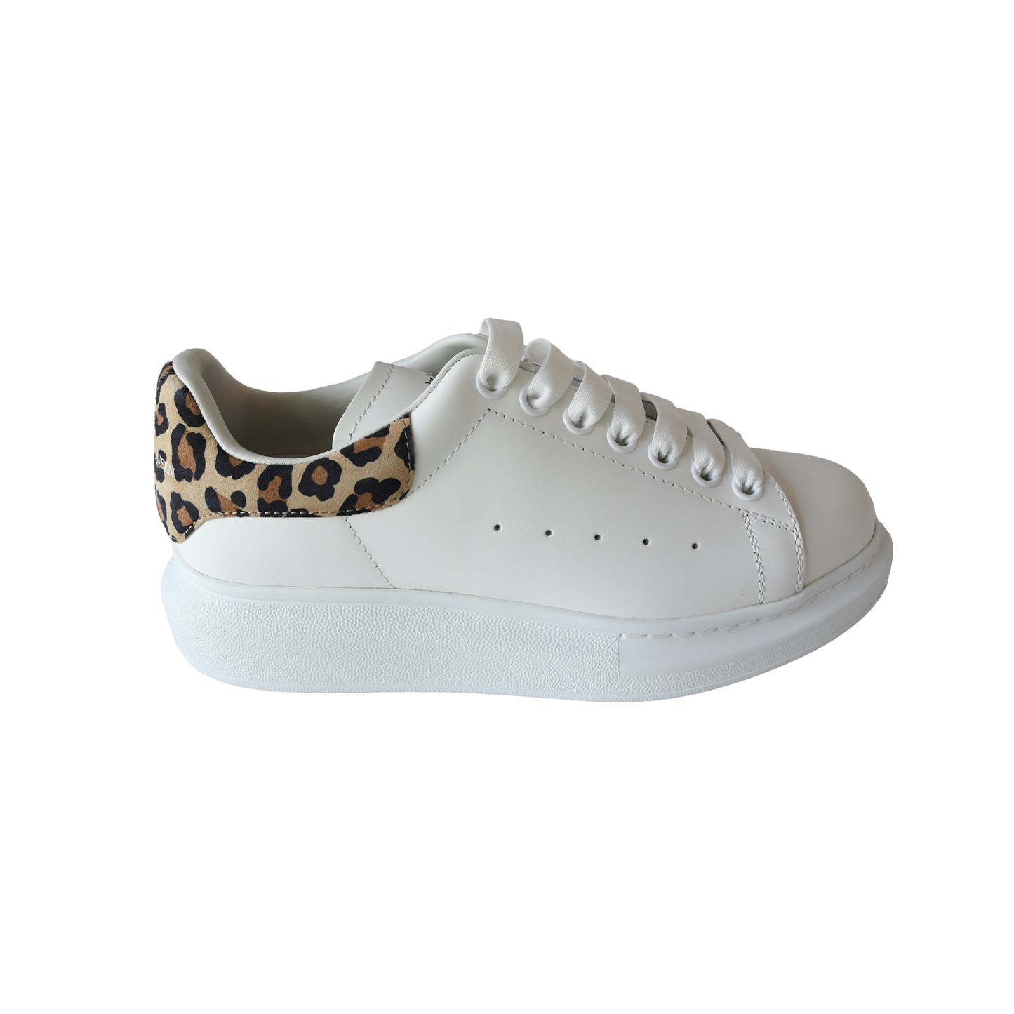 Alexander McQueen Leopard Print Oversized Sneakers White-NOBLEMARS