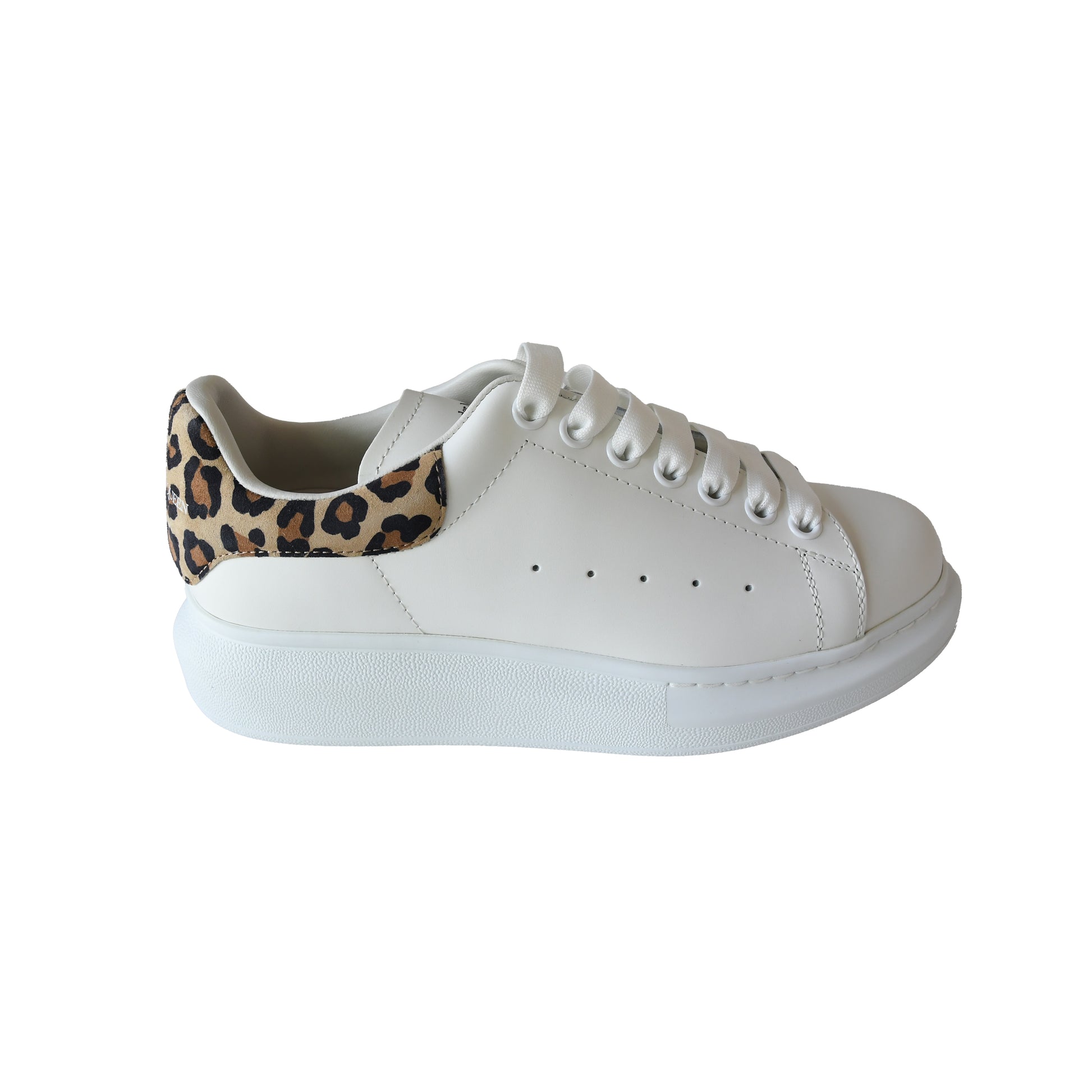 Alexander McQueen Leopard Print Oversized Sneakers White-NOBLEMARS