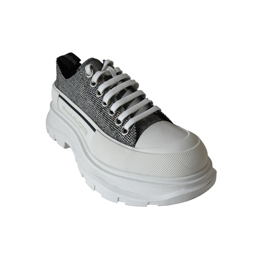Alexander Mcqueen Tread Slick Plaid Lace-Up Sneakers Grey-NOBLEMARS