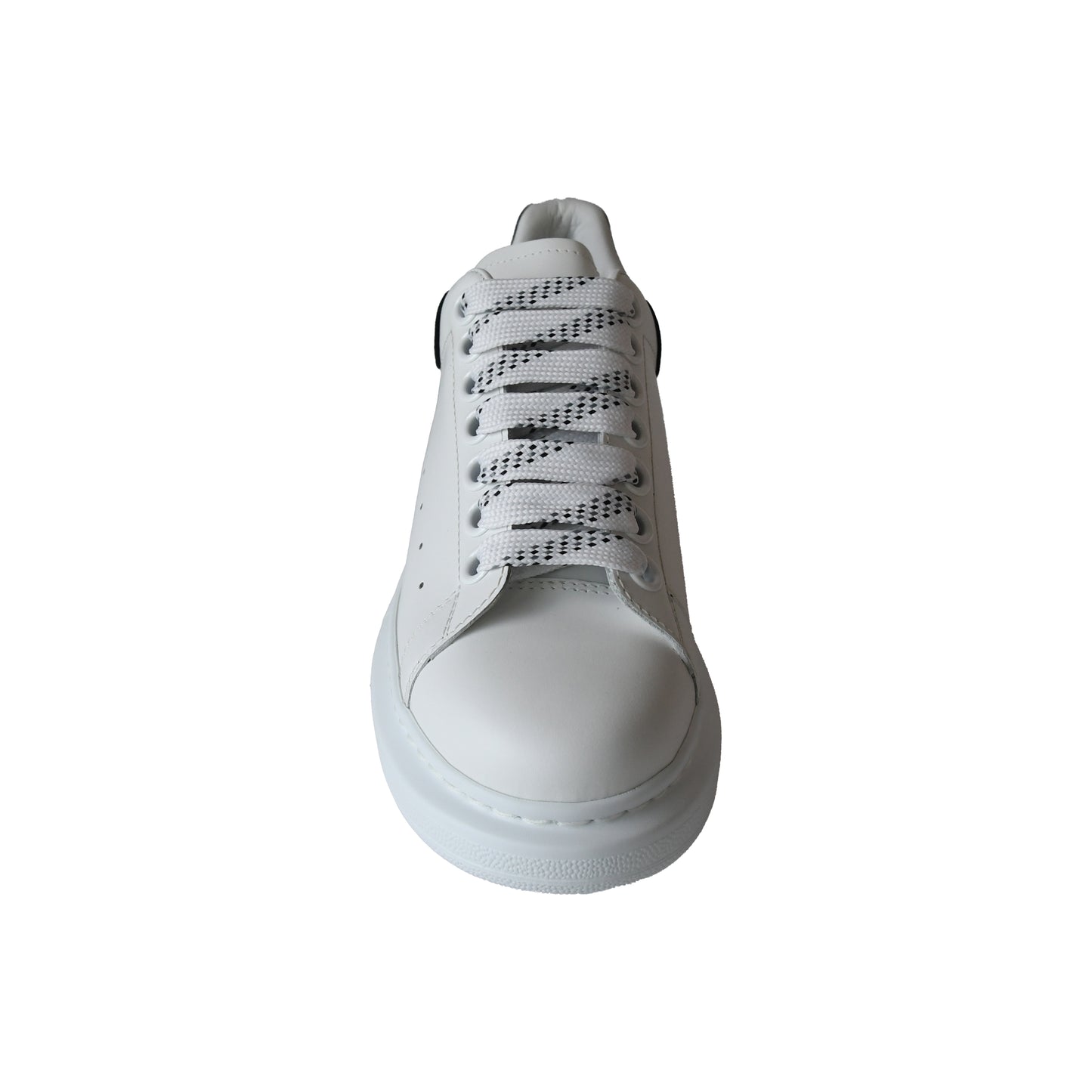 Alexander McQueen Oversized Leather Sneakers Black White-NOBLEMARS