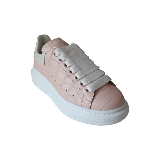 Alexander McQueen Leather Lace Up Sneakers Pink-NOBLEMARS