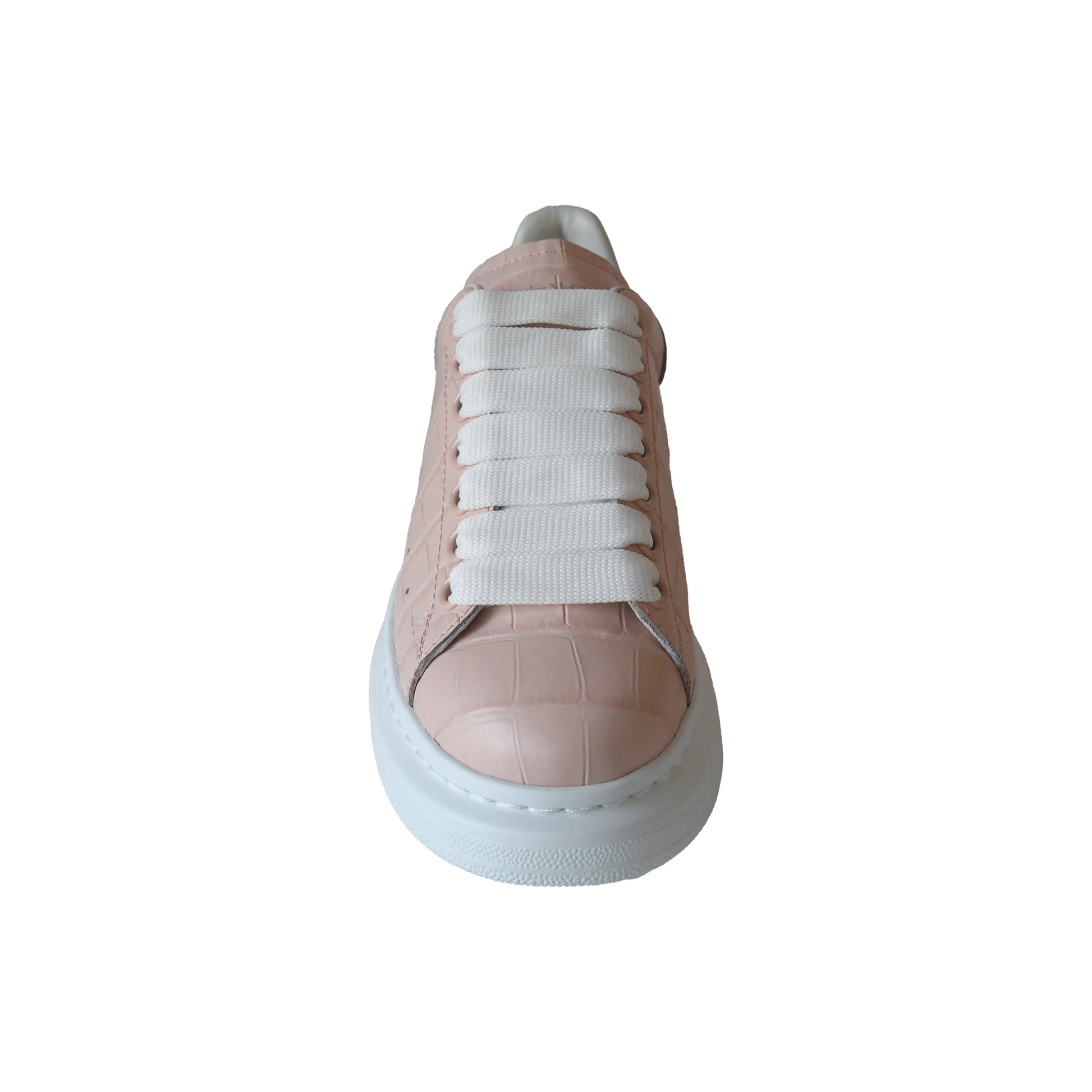 Alexander McQueen Leather Lace Up Sneakers Pink-NOBLEMARS