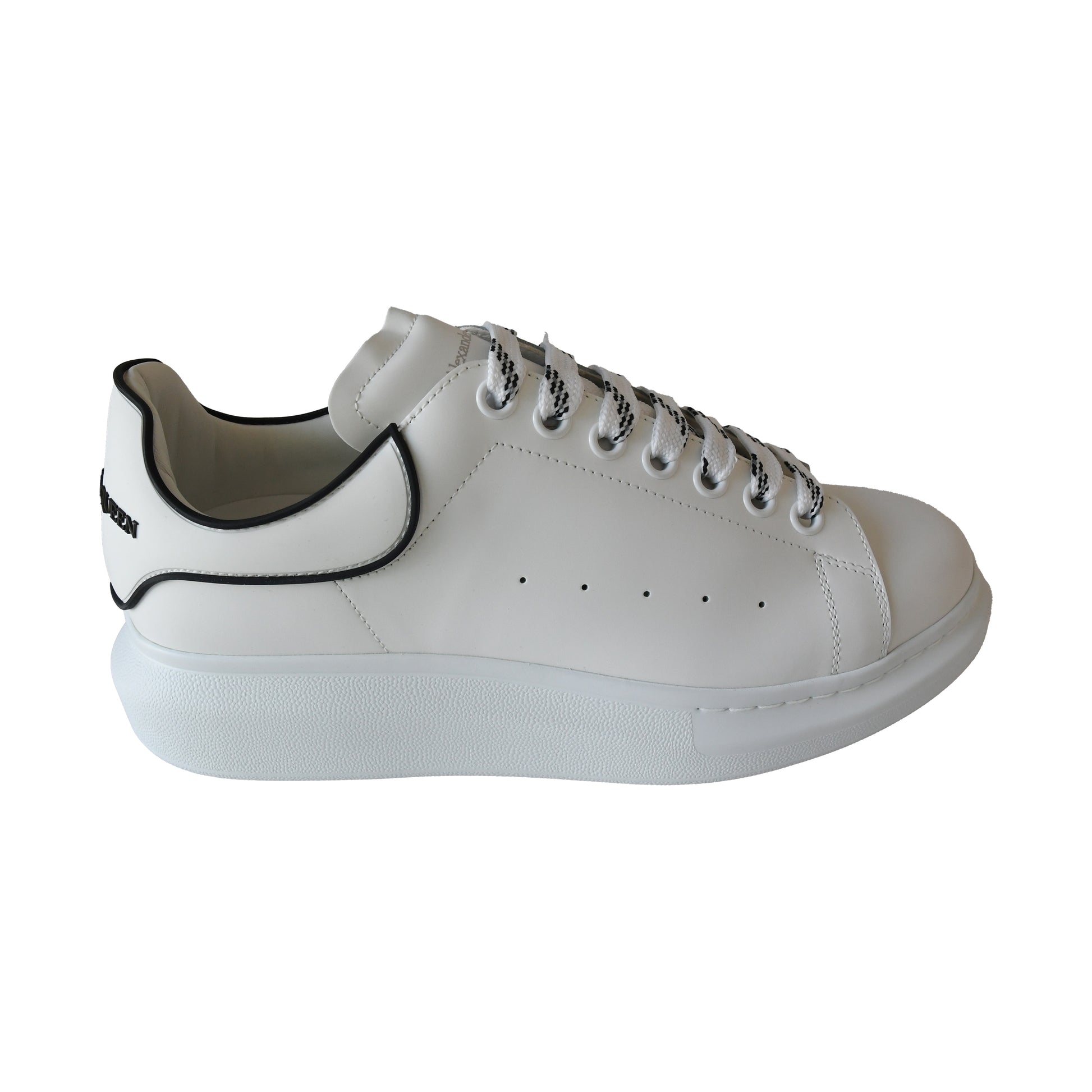 Alexander McQueen Oversized Leather Platform Sneakers White-NOBLEMARS