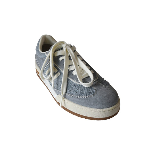 Fendi Match Denim Fabric Low Top Sneakers Grey-NOBLEMARS