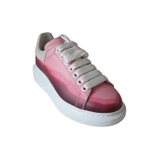 Alexander McQueen Oversized Dip Dye Leather Sneakers Pink-NOBLEMARS