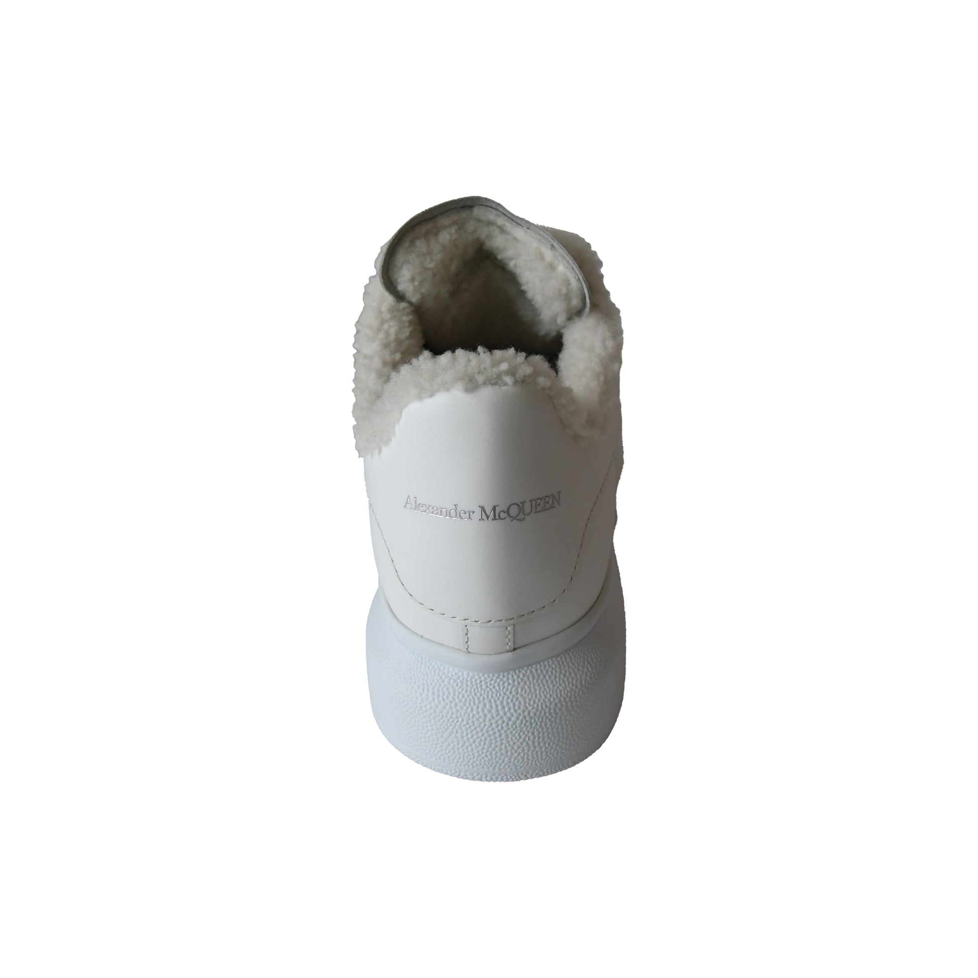 Alexander McQueen Leather Fur Trim Sneakers White-NOBLEMARS