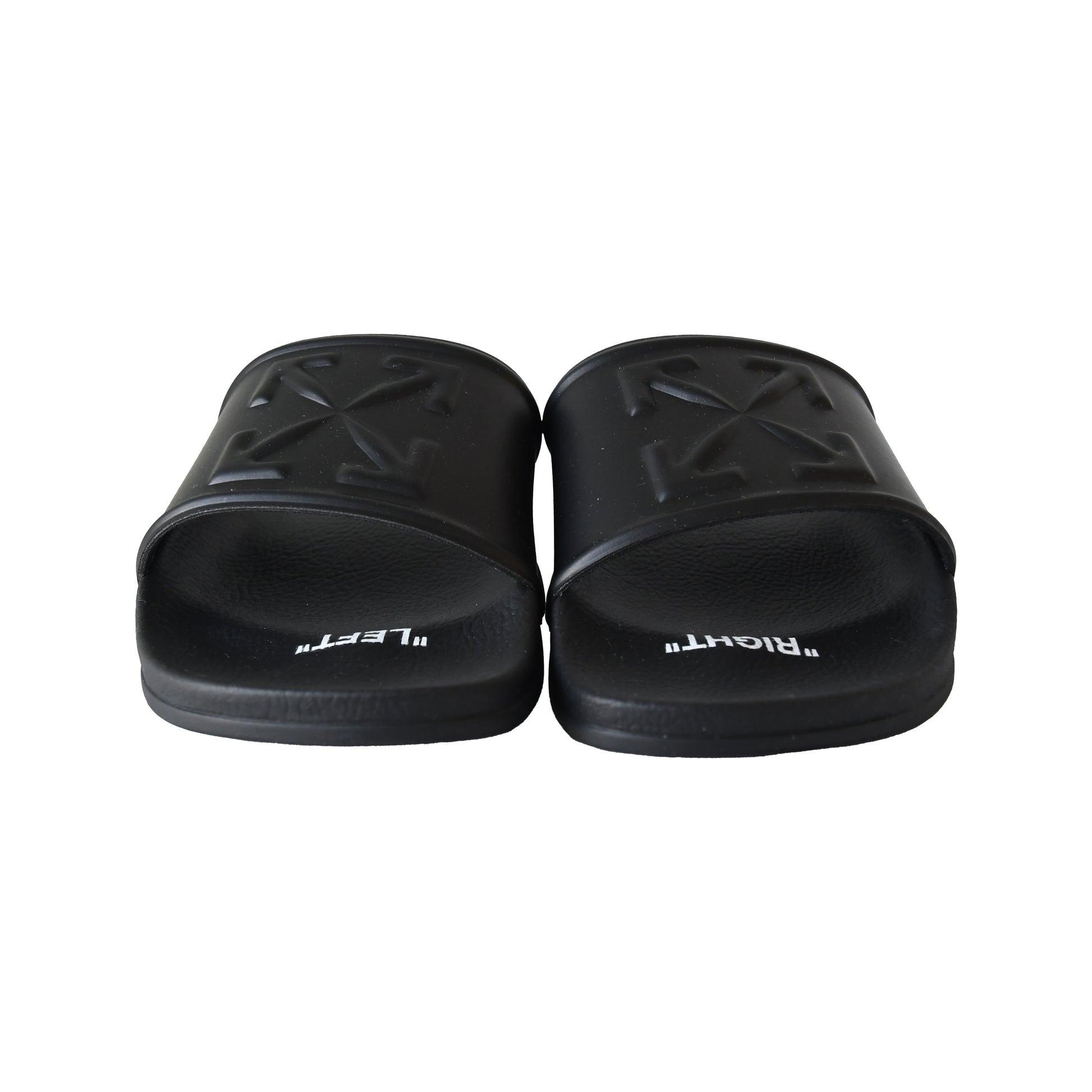 Off-White Arrow Logo Slides Black-NOBLEMARS