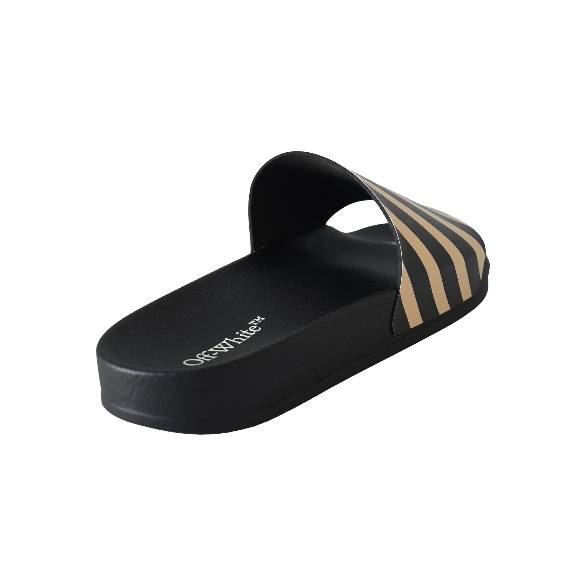 Off-White Diag Striped Slides Black Beige-NOBLEMARS