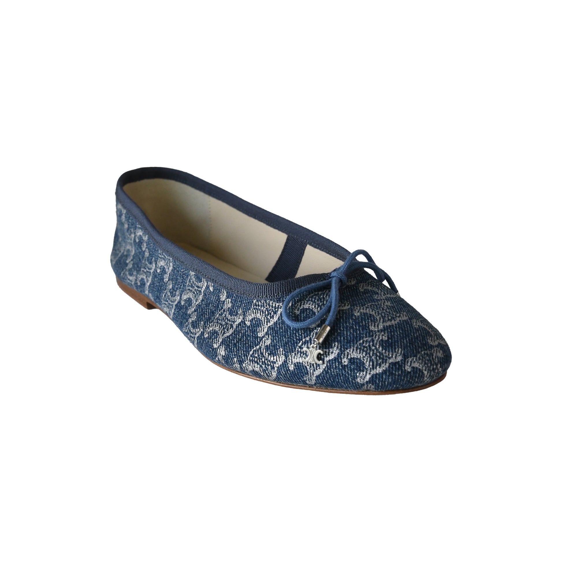 Celine Triomphe Stamped Flats Denim-NOBLEMARS