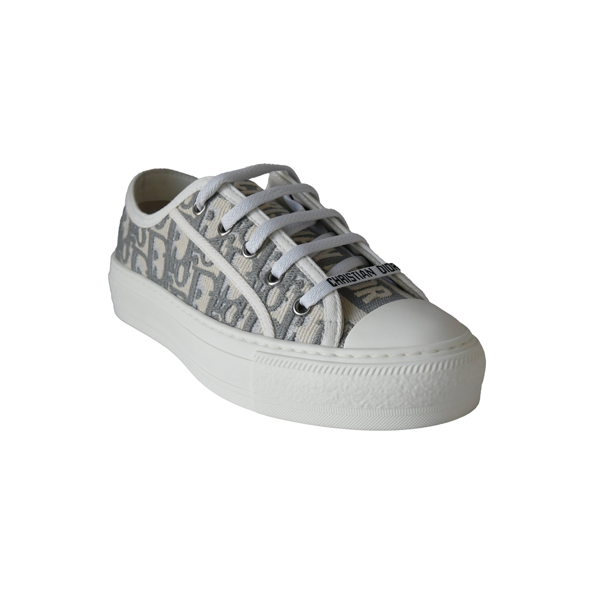 Dior Wmns Walk'N'Dior Embroidered Canvas Low Top Grey-NOBLEMARS