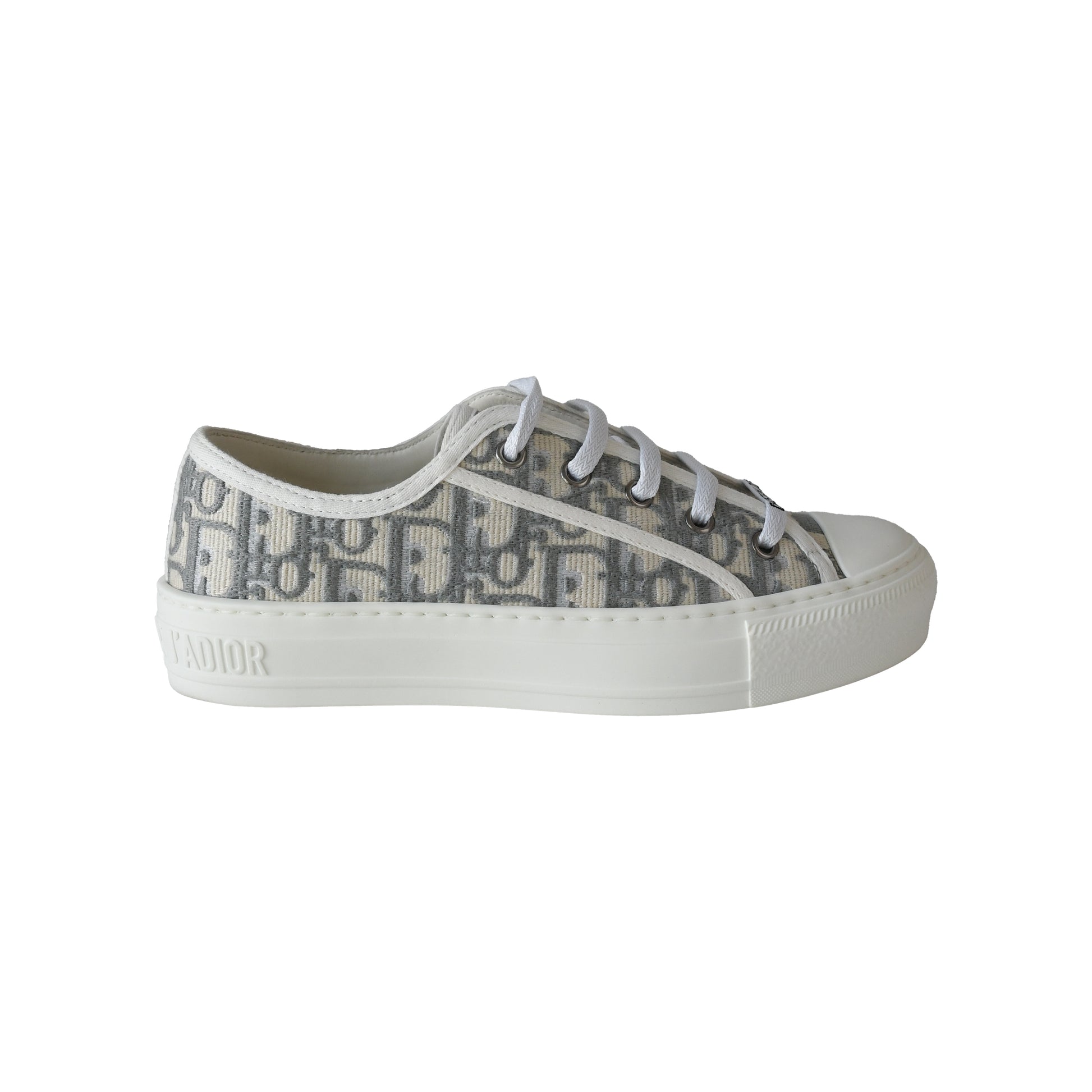 Dior Wmns Walk'N'Dior Embroidered Canvas Low Top Grey-NOBLEMARS