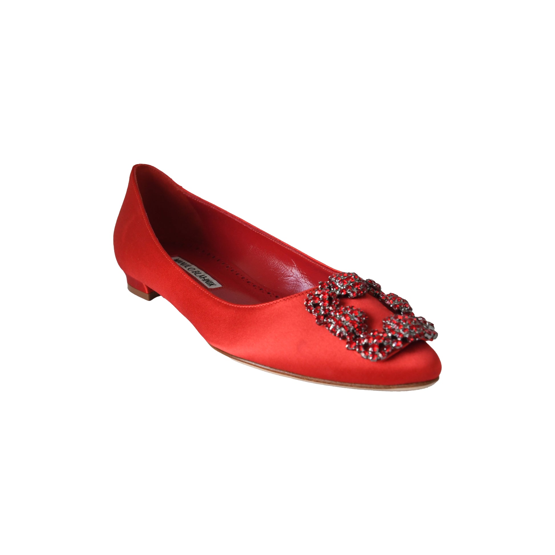 Manolo Blahnik Hangisi Ballerina Flats Red-NOBLEMARS