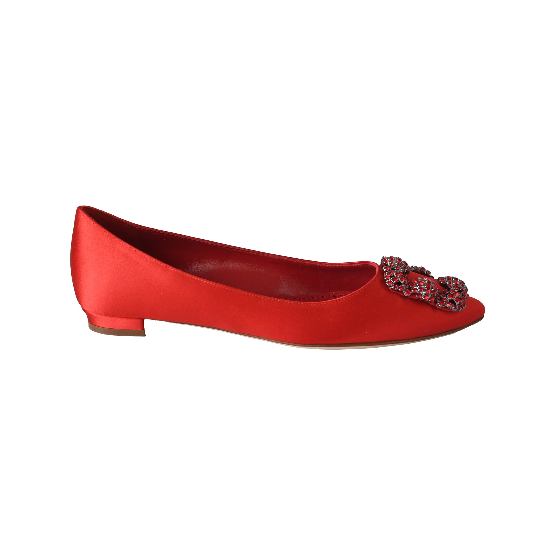 Manolo Blahnik Hangisi Ballerina Flats Red-NOBLEMARS