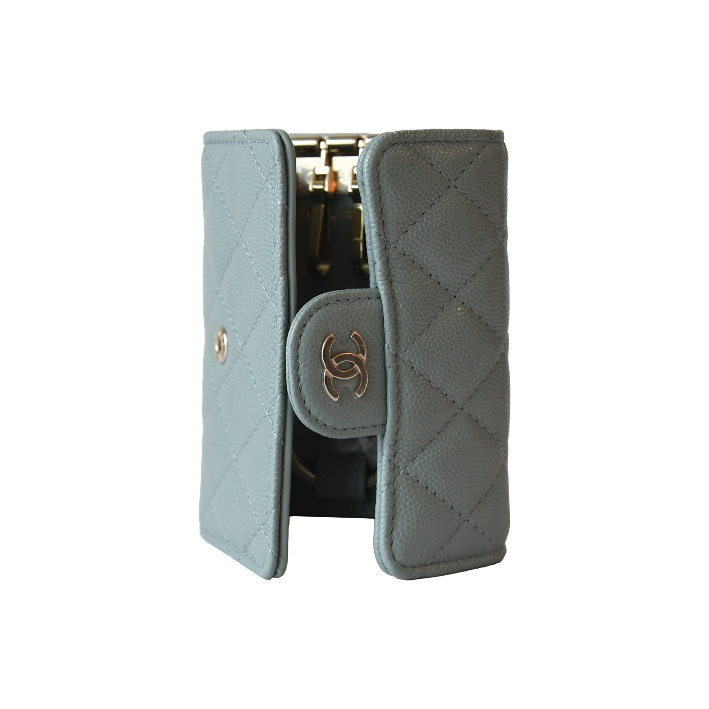 Chanel CC Caviar Quilted Classic 4 Key Holder Wallet Light Blue-NOBLEMARS