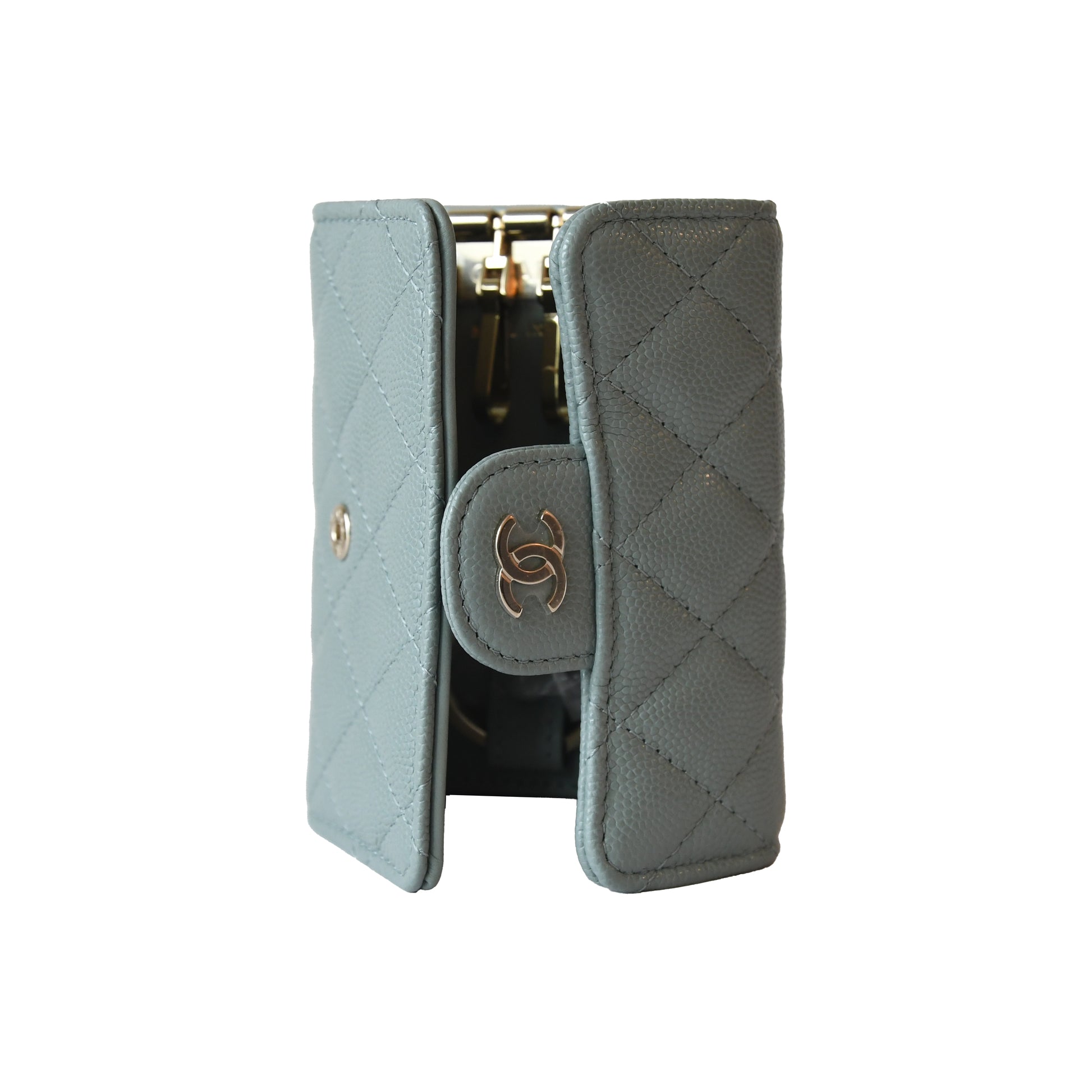 Chanel CC Caviar Quilted Classic 4 Key Holder Wallet Light Blue-NOBLEMARS