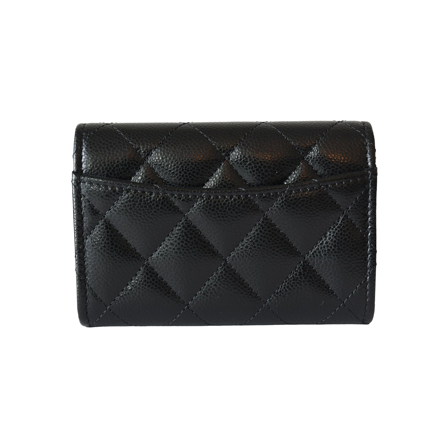 Chanel Quilted Caviar Flap Card Holder With Zipped Wallet Gold Hardware Black-NOBLEMARS