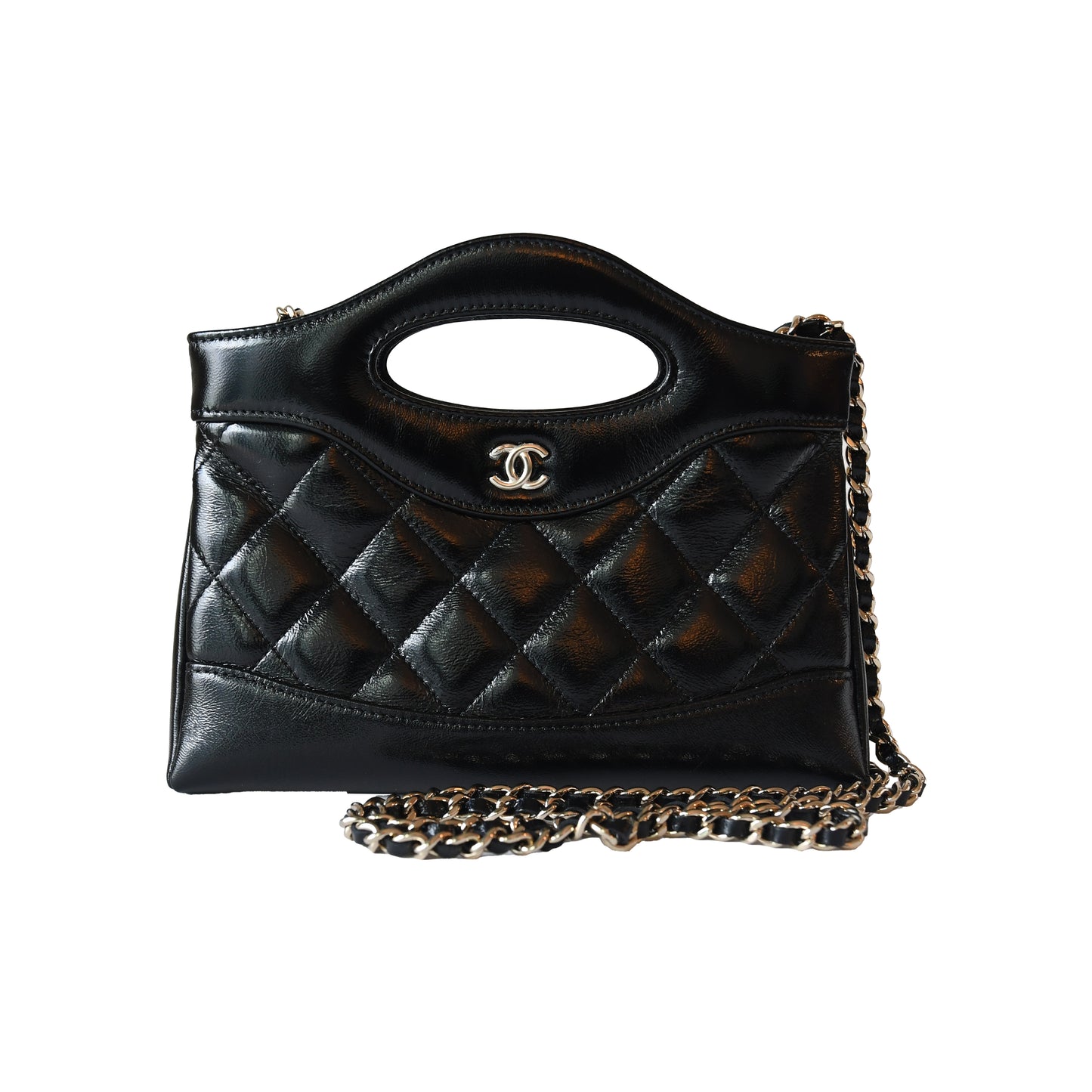 Chanel Nano 31 Shopping Bag Gold Hardware Black-NOBLEMARS