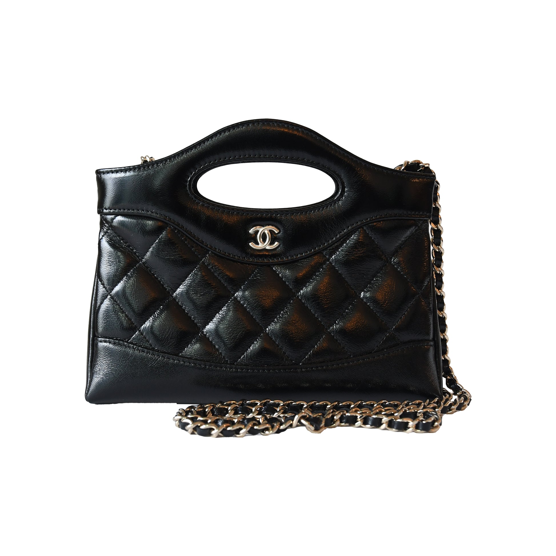 Chanel Nano 31 Shopping Bag Gold Hardware Black-NOBLEMARS