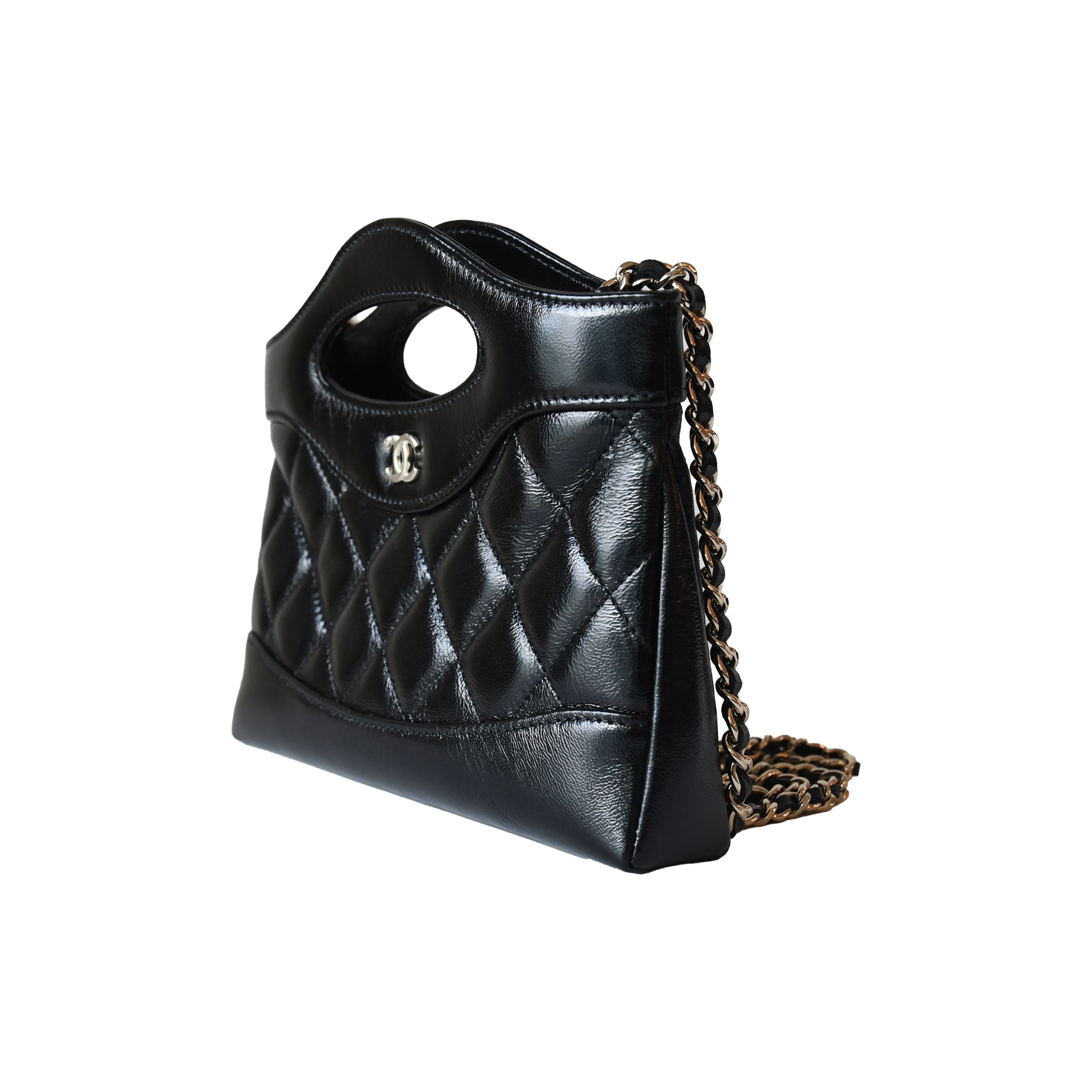 Chanel Nano 31 Shopping Bag Gold Hardware Black-NOBLEMARS