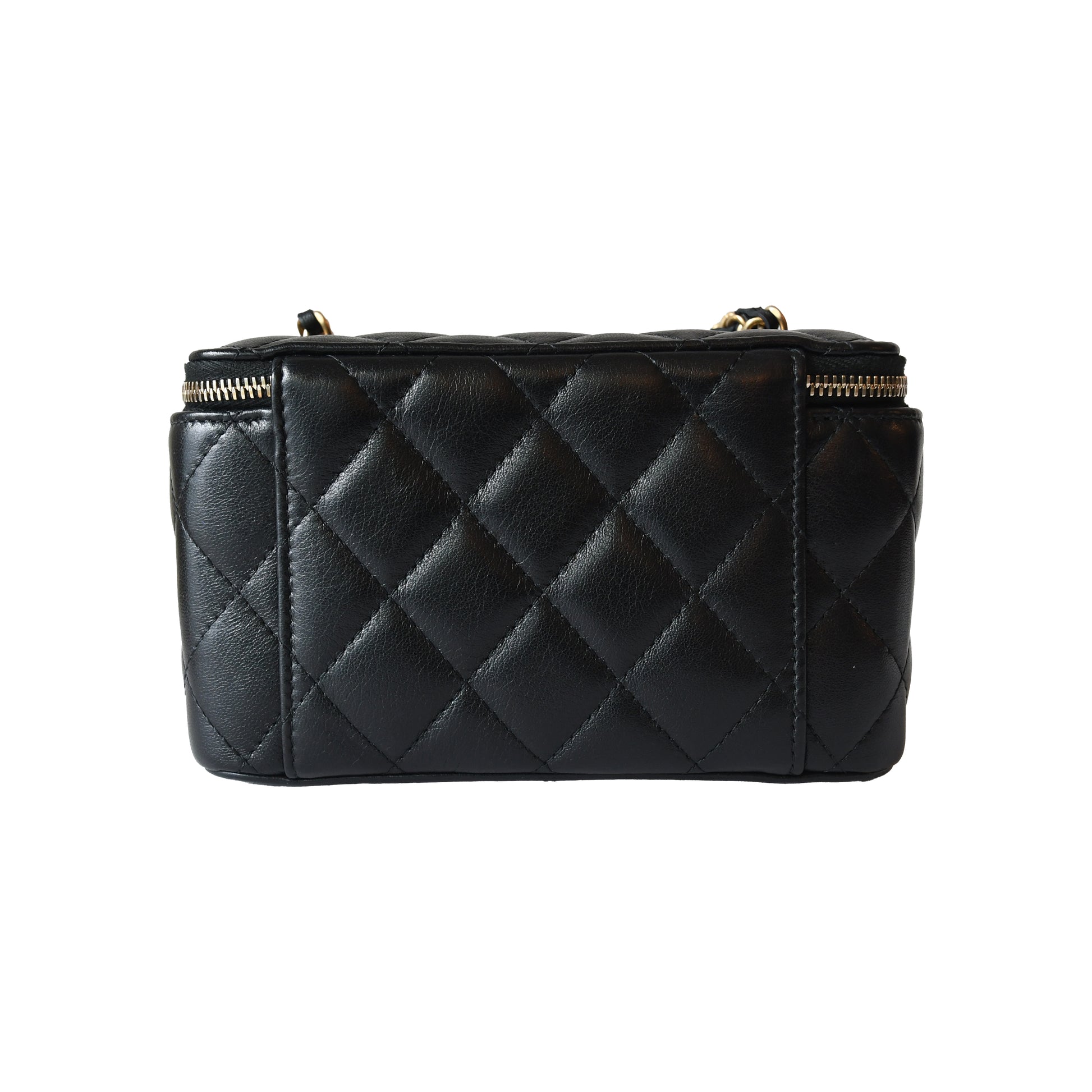 Chanel Caviar Quilted Vanity Case With Chain Black-NOBLEMARS