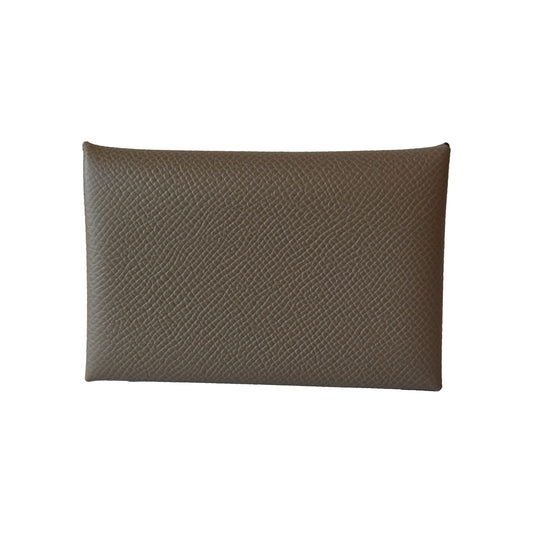 Hermes Calvi Epsom Card Holder Etoupe-NOBLEMARS