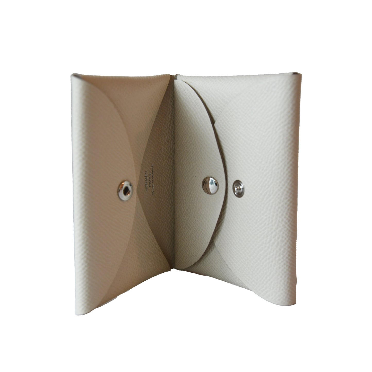 Hermes Calvi Duo Epsom Card Holder White-NOBLEMARS