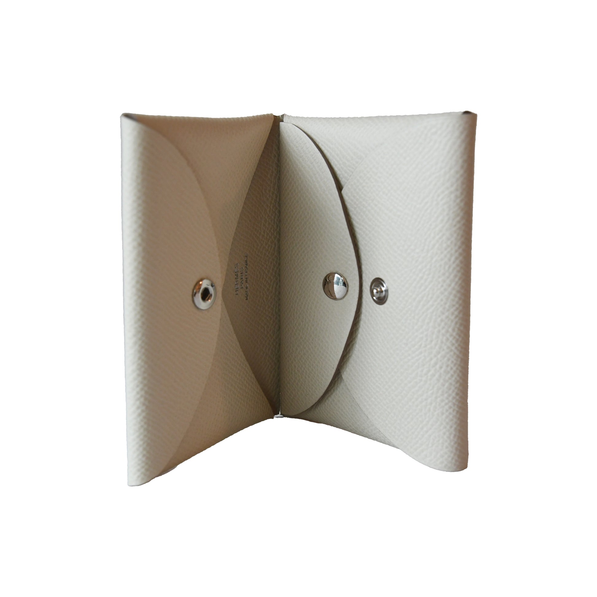 Hermes Calvi Duo Epsom Card Holder White-NOBLEMARS