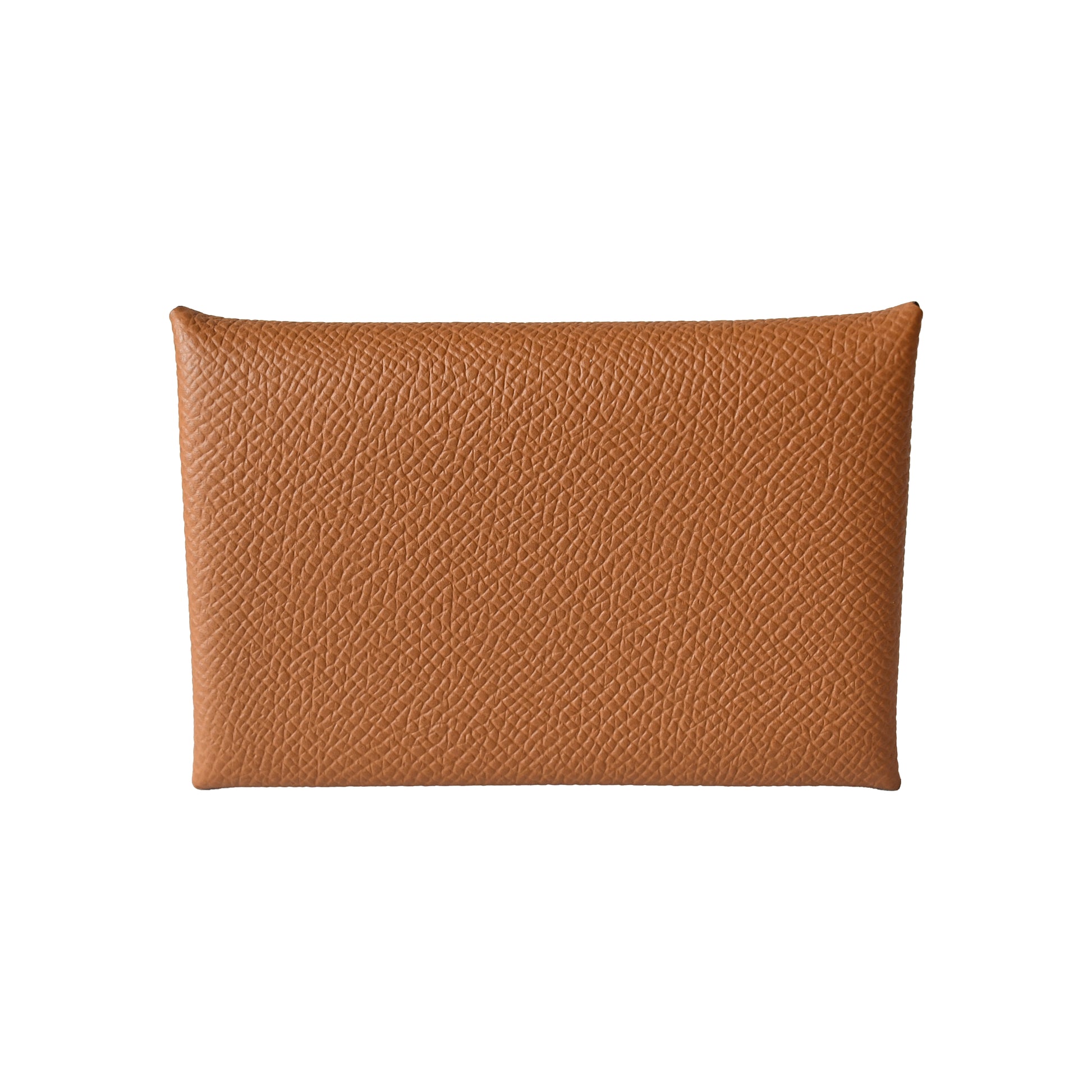 Hermes Calvi Card Holder Gold Epsom Palladium Hardware Gold Brown-NOBLEMARS