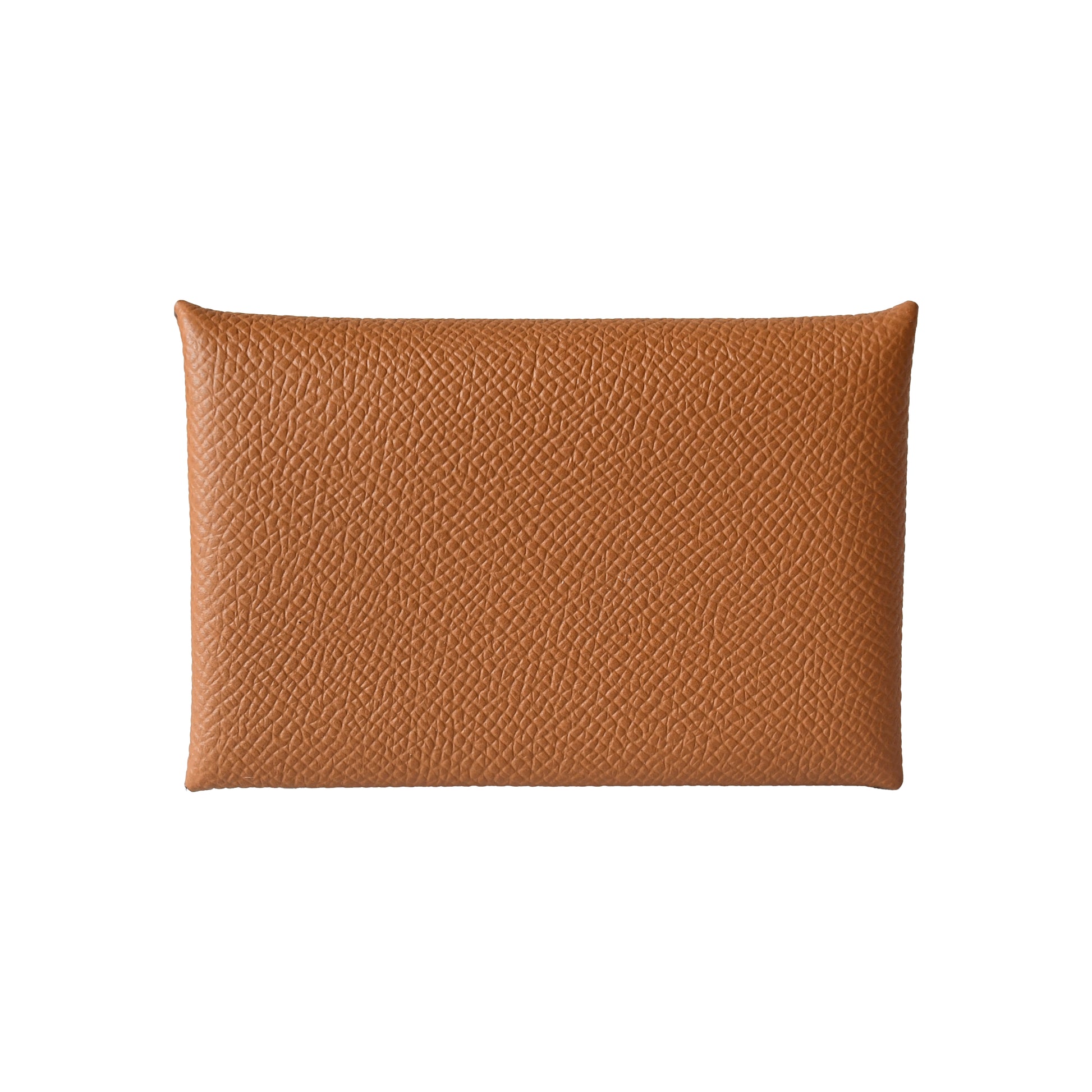 Hermes Calvi Card Holder Gold Epsom Palladium Hardware Gold Brown-NOBLEMARS