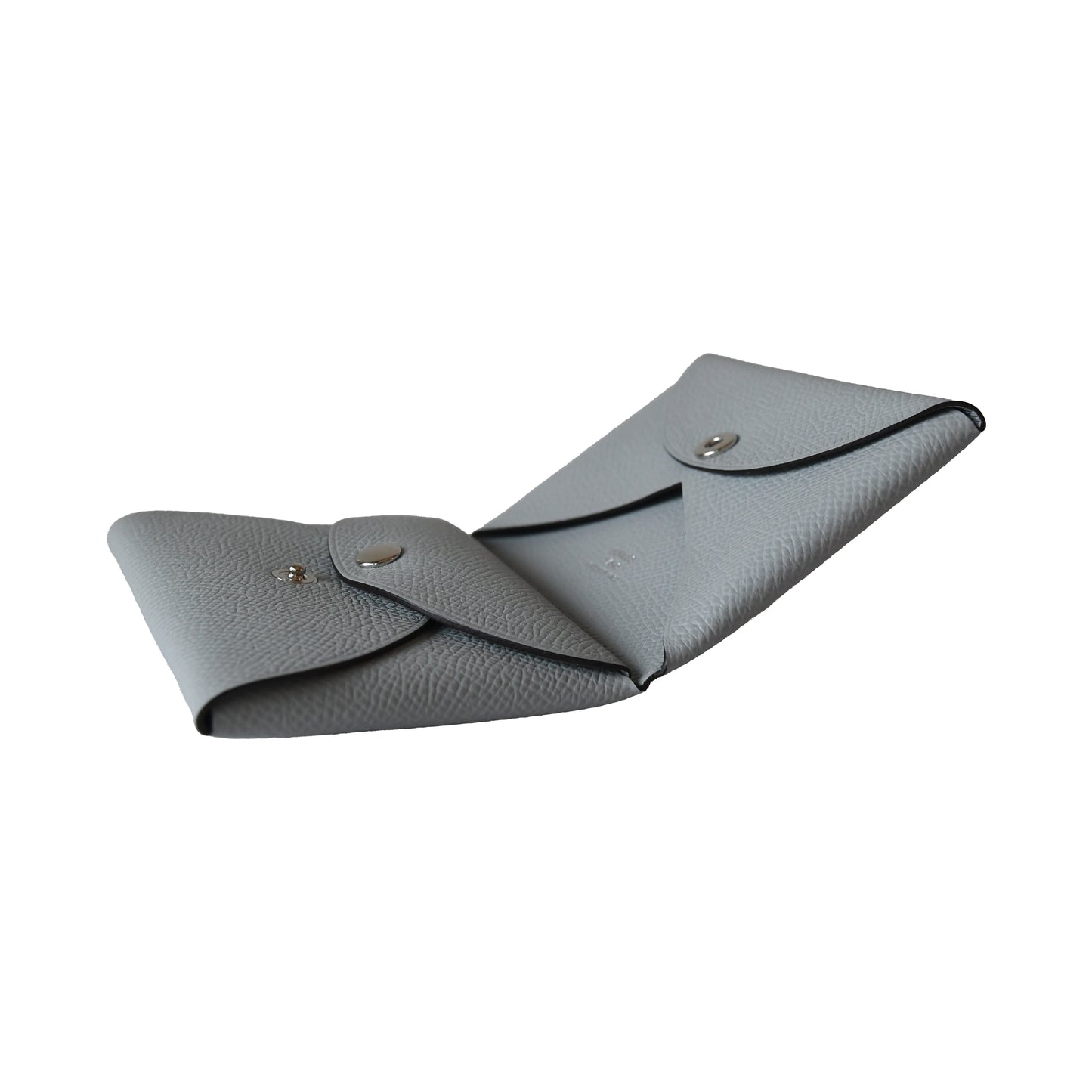 Hermes Calvi Duo Epsom Card Holder Silver hardware Blue-NOBLEMARS