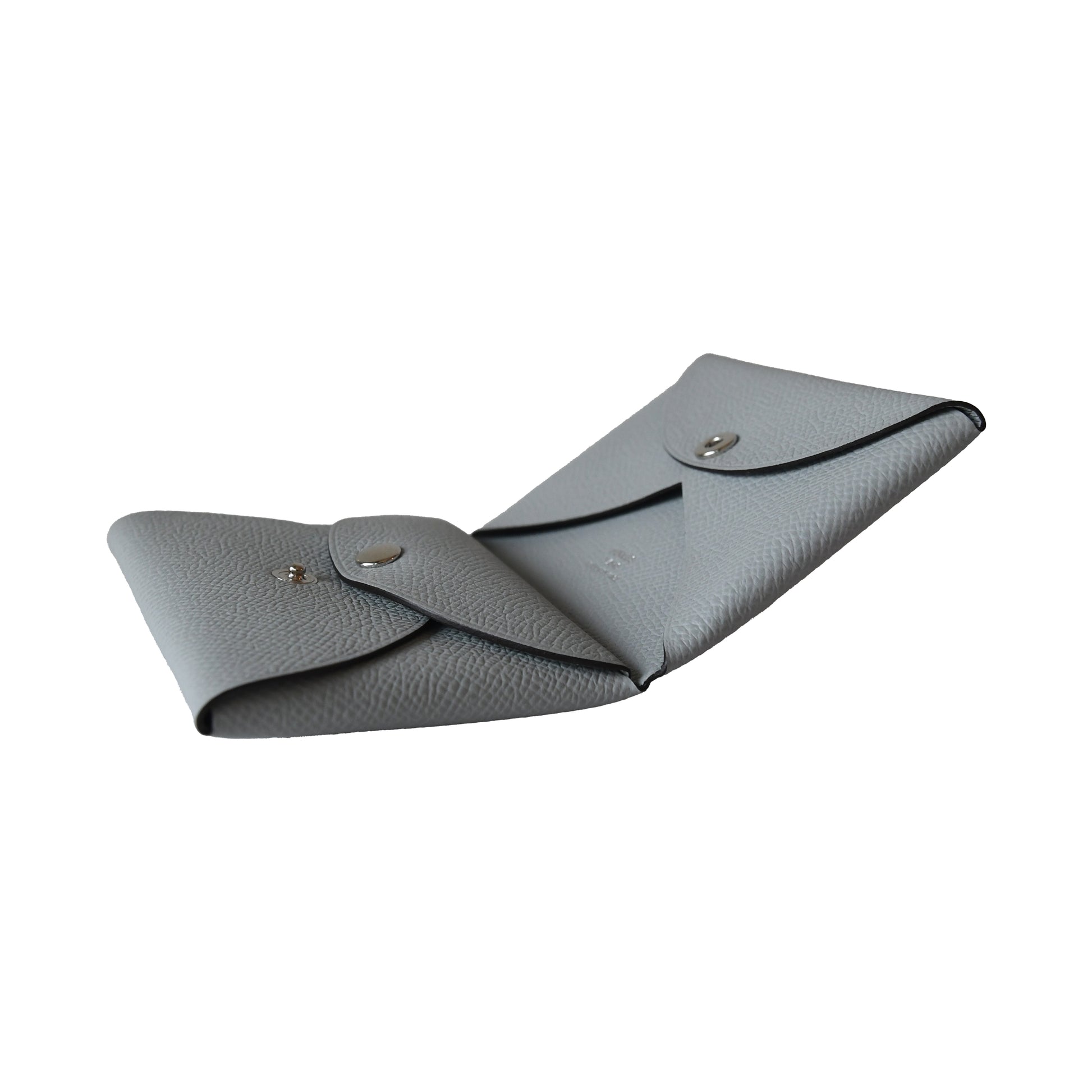 Hermes Calvi Duo Epsom Card Holder Silver hardware Blue-NOBLEMARS