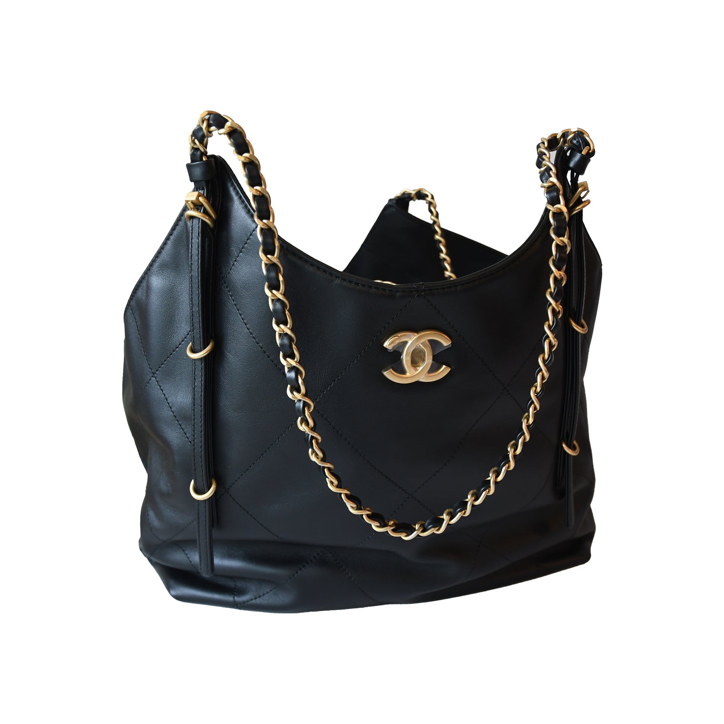 Chanel Quilted 25s Tote Bag Gold Hardware Black-NOBLEMARS