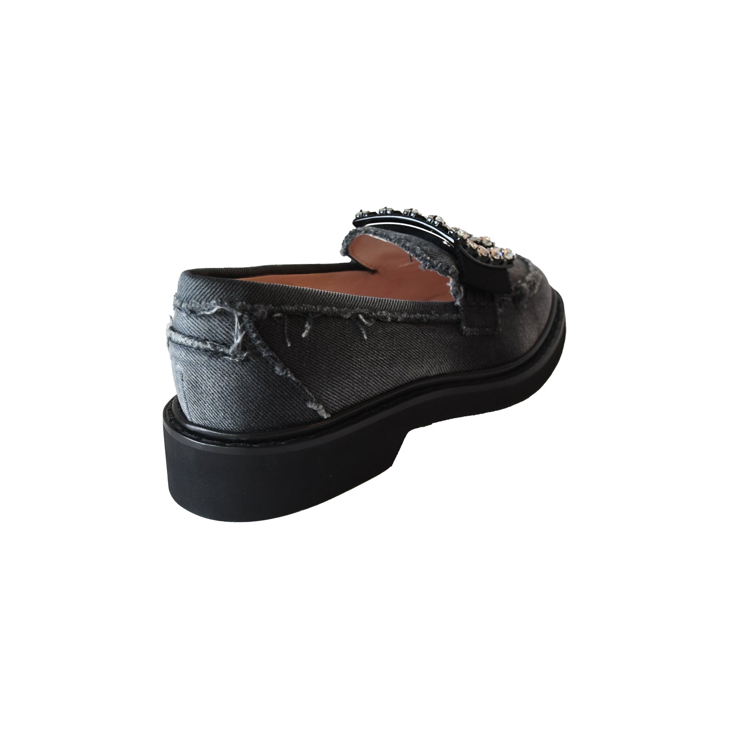 Roger Vivier Viv' Ranger embellished denim loafers 25 Black-NOBLEMARS